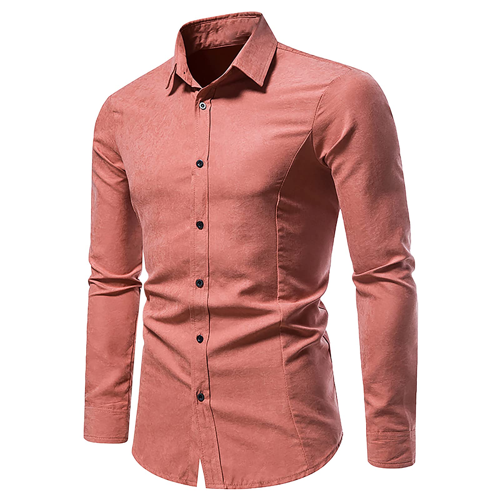 Premium Men's Slim-Fit Dress Shirt - Long Sleeve Button Down Formal Shirt in Solid Colors | Retro Casual Style for Office, Business Meetings & Special Occasions