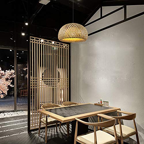 LITFAD Double-Decker Bamboo Pendant Light - 12