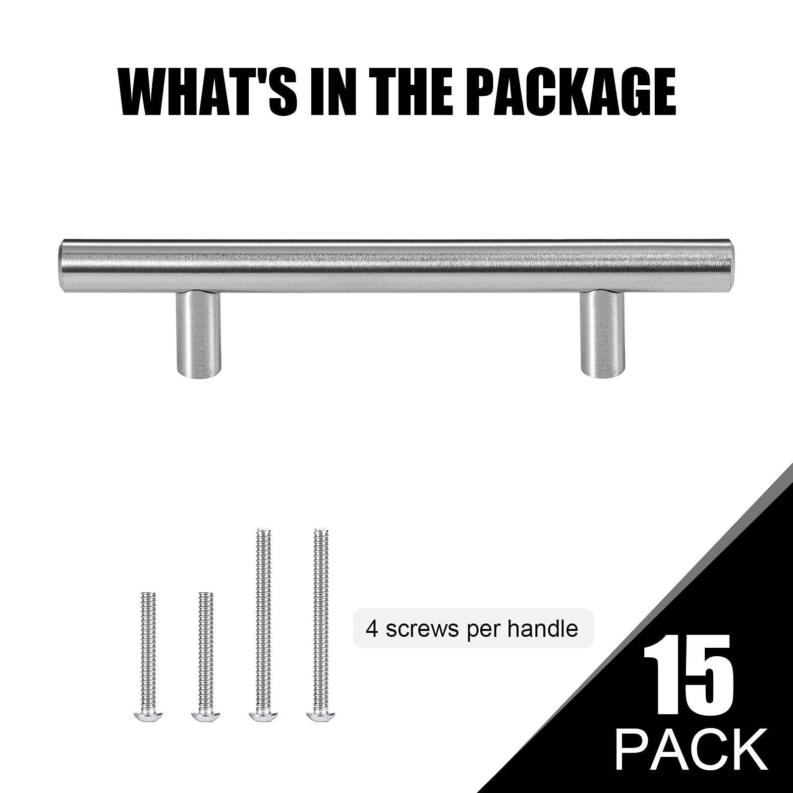 15 Pack 6 Inch Stainless Steel Cabinet Pulls - Brushed Nickel Drawer Handles for Kitchen Cabinets, Dressers & Cupboards (3.5