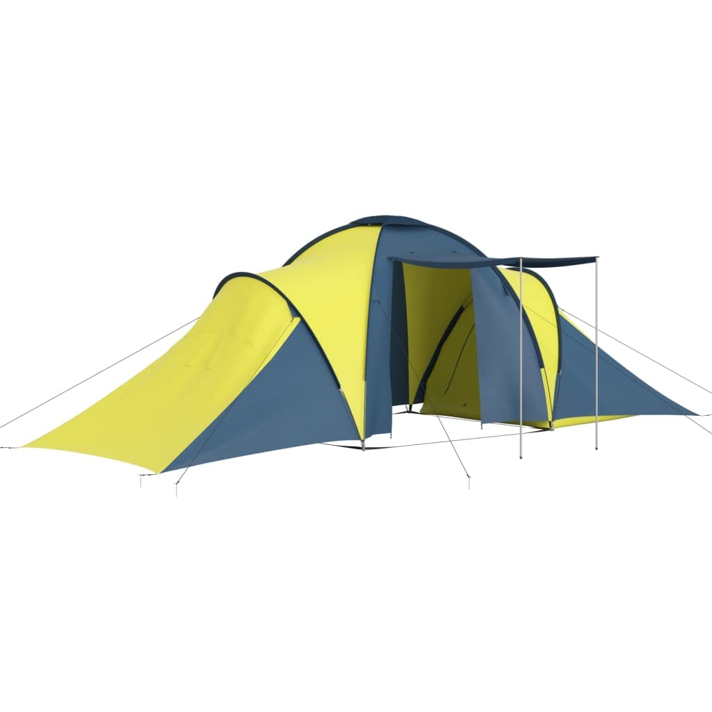 vidaXL 6-Person Waterproof Camping Tent - Lightweight Blue & Yellow Outdoor Tent for Family Camping, Hiking, Backpacking | Perfect for Campgrounds, Beach Trips & Outdoor Adventures