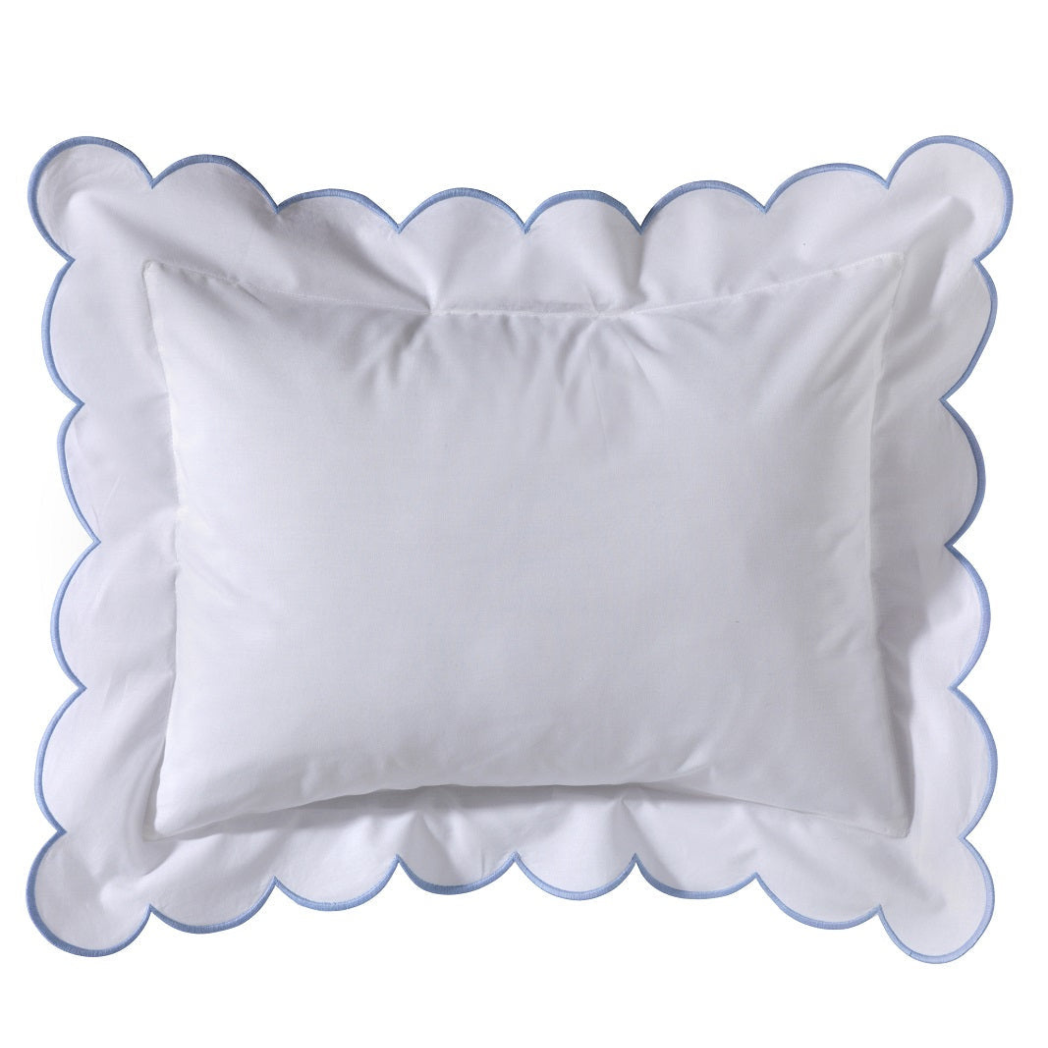 Elegant Duck Egg Blue Boudoir Pillow Cover with Scalloped Flange - Perfect for Bedroom Decor, Sofa Throw Pillow & Home Accent