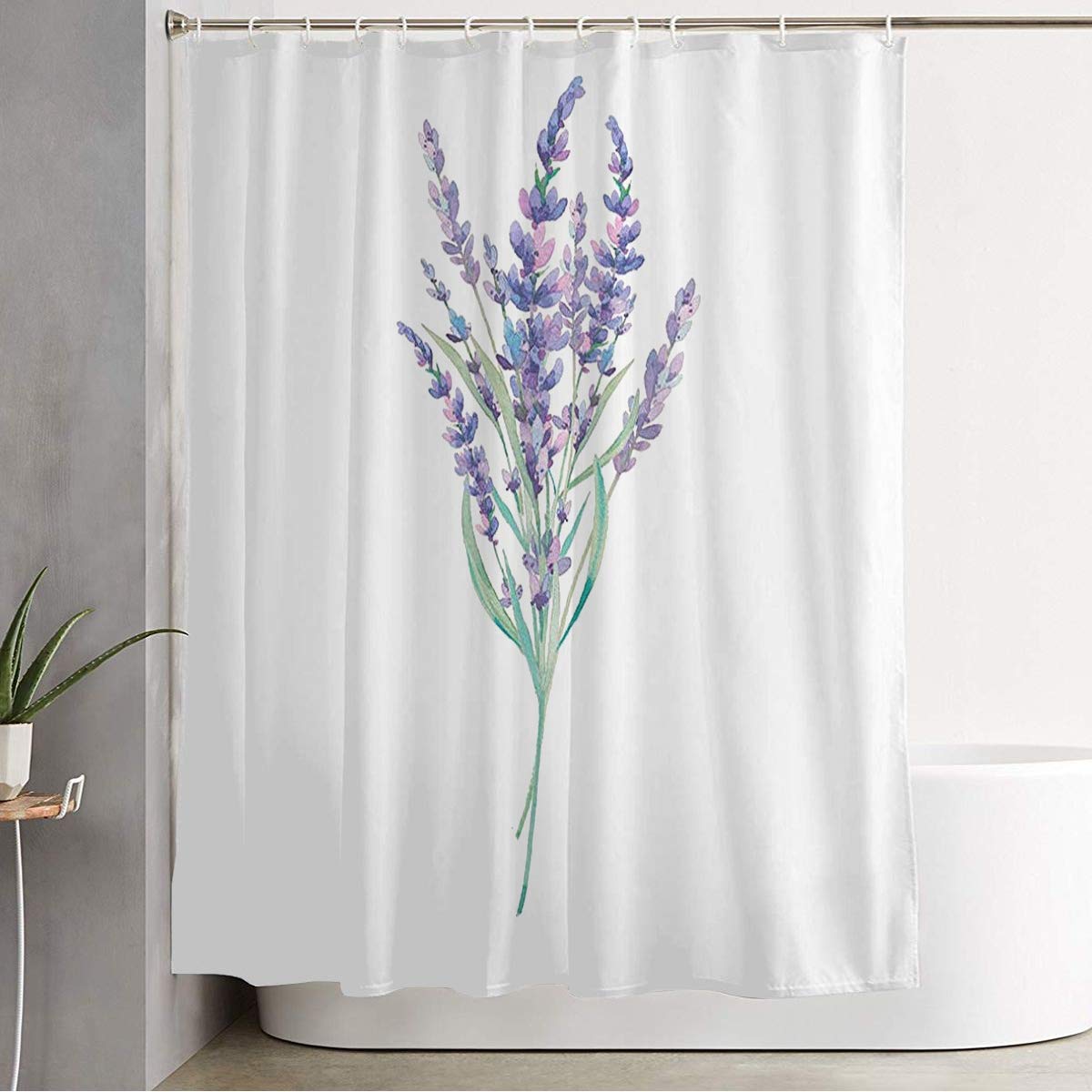 Vintage Watercolor Lavender Bouquet Shower Curtain - Waterproof Bathroom Curtain with Hooks 72x78 Inch - French Floral Design for Bathroom Decor & Nature-Inspired Home Aesthetic