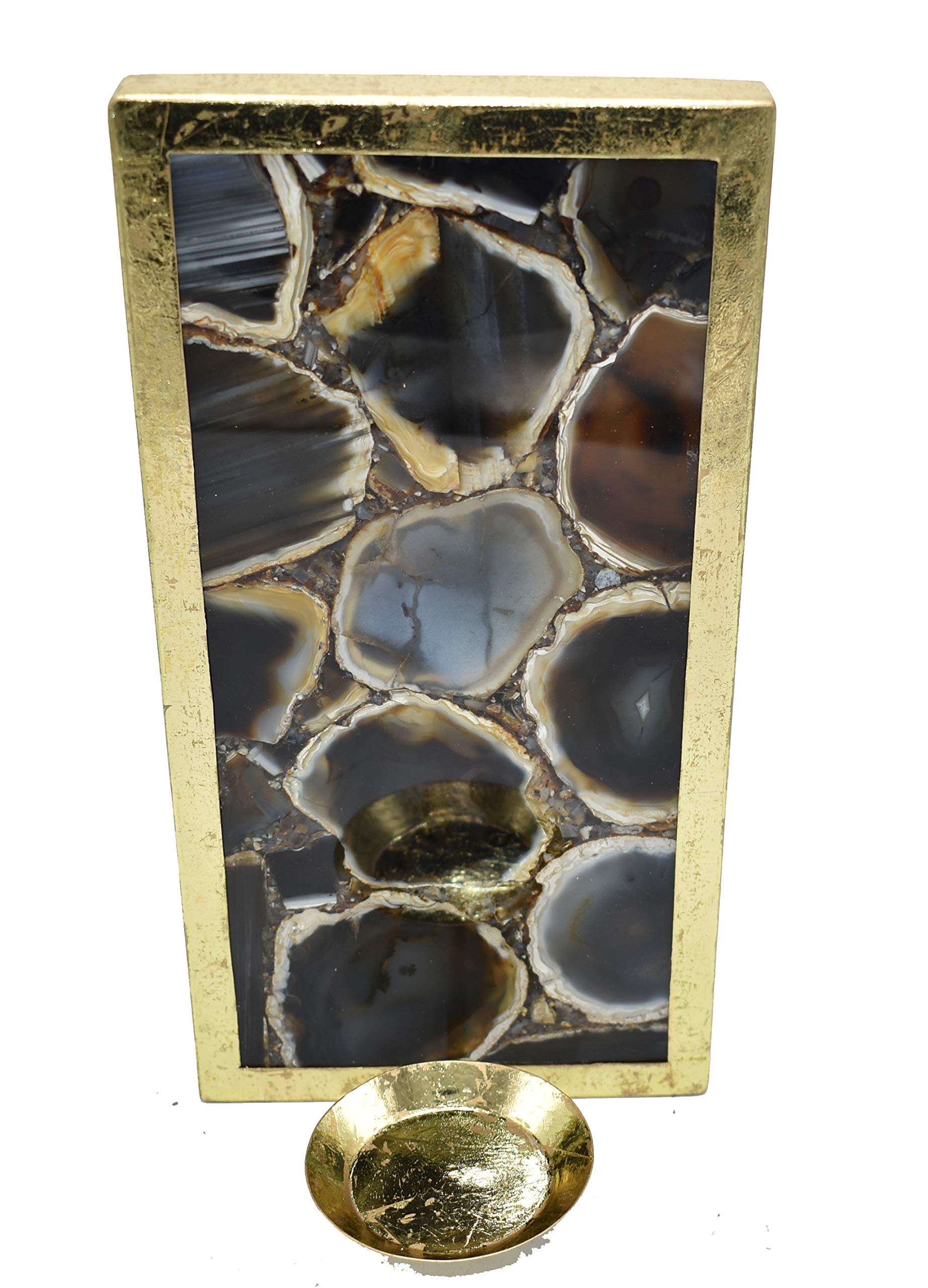 Nature's Decorations Wall Sconce - Pastel Grey with Gold Finish, Modern Candle Holder for Bedroom, Living Room & Dining Room Decor