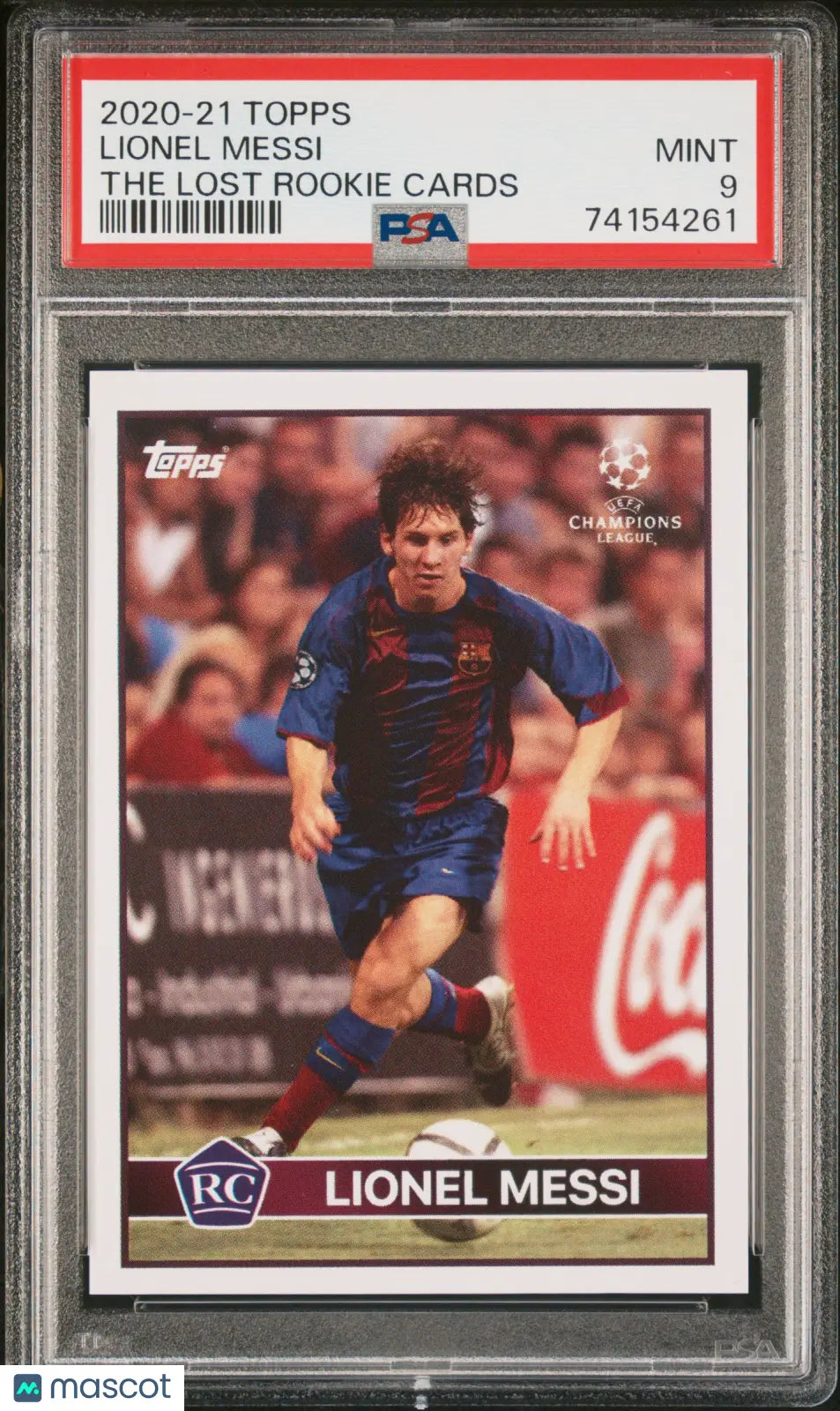 2020 Topps Soccer The Lost Rookie Cards Lionel Messi RC '04-05 PSA 9 Mint Condition - Rare Collectible for Soccer Fans, Display & Investment
