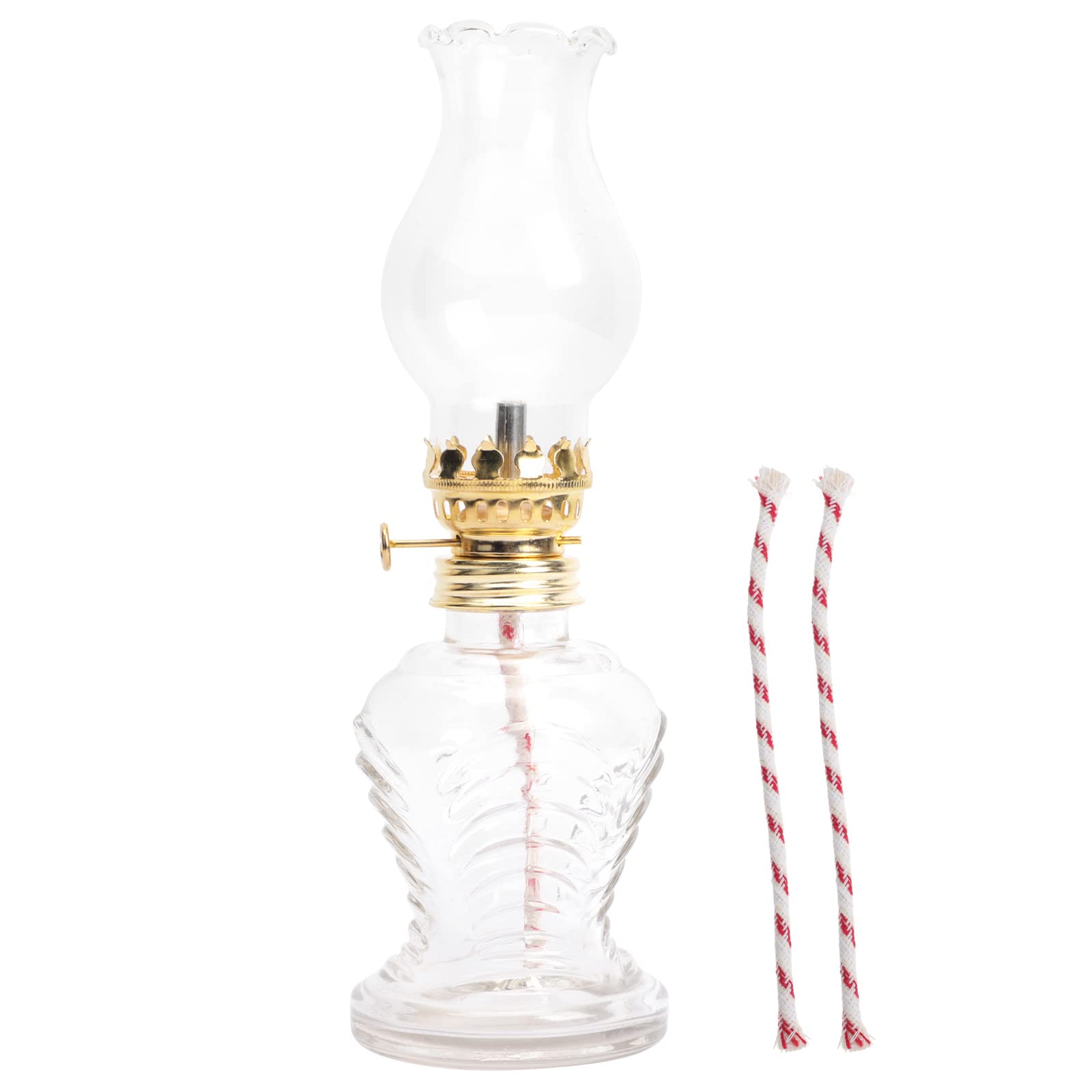 Vintage Glass Kerosene Lamp Set - Antique Style Oil Lamp for Home Decor, Outdoor Camping & Emergency Lighting - Rustic Table Lamp for Porch, Garden, Cabin or Power Outages