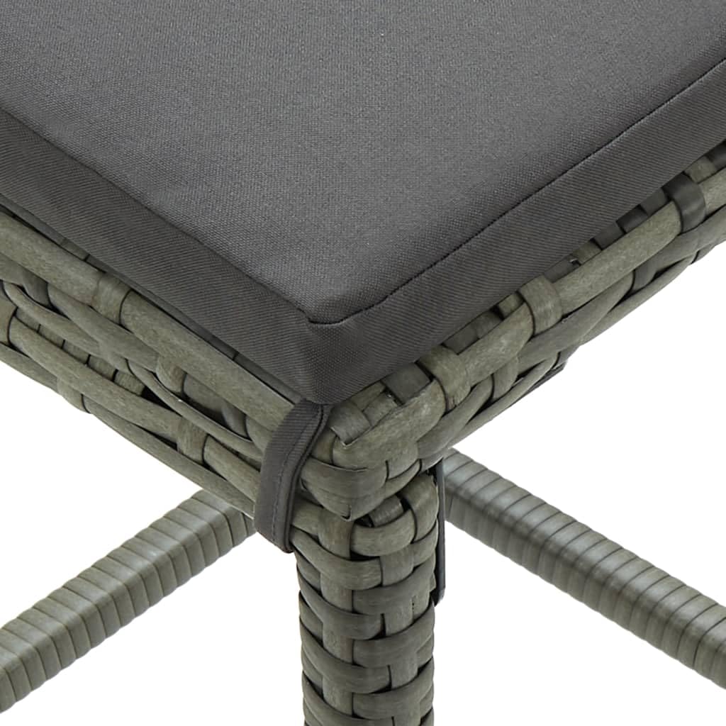 2 Pack Gray Poly Rattan Bar Stools with Cushions - Counter Height Swivel Stools for Kitchen Island, Breakfast Nook & Home Bar