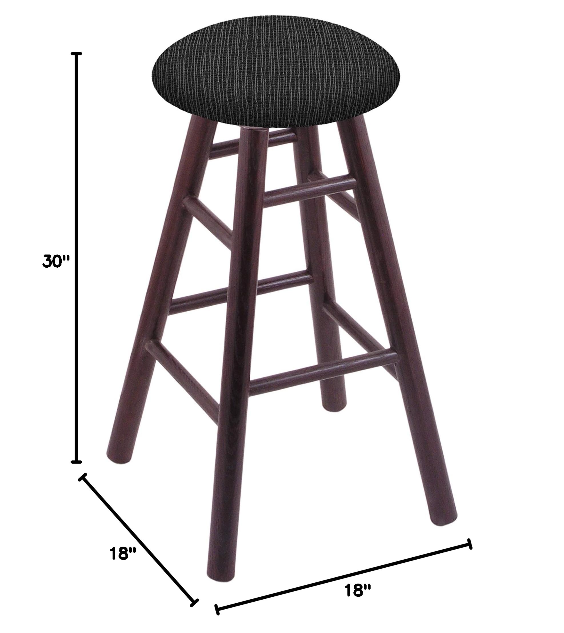 Dark Cherry Oak Bar Stool with Graph Coal Seat - Rustic Pub & Kitchen Counter Height Stool for Home Bar, Restaurant & Cafe Decor