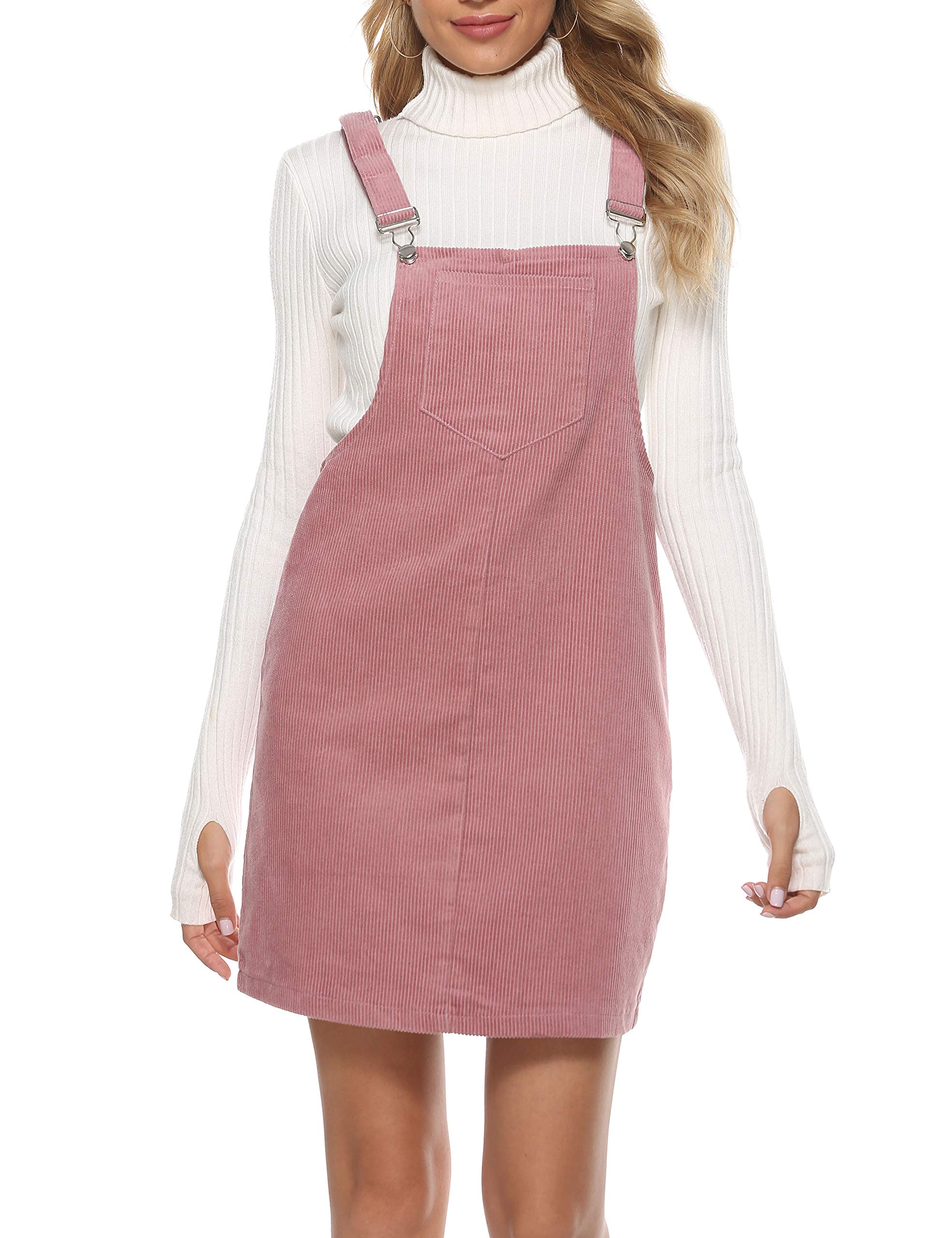 Tanming Women's Corduroy A-Line Jumper Dress - Cute Pinafore Bib Overall Mini Skirt for Casual Wear, Fall Outfits & Vintage Style Fashion