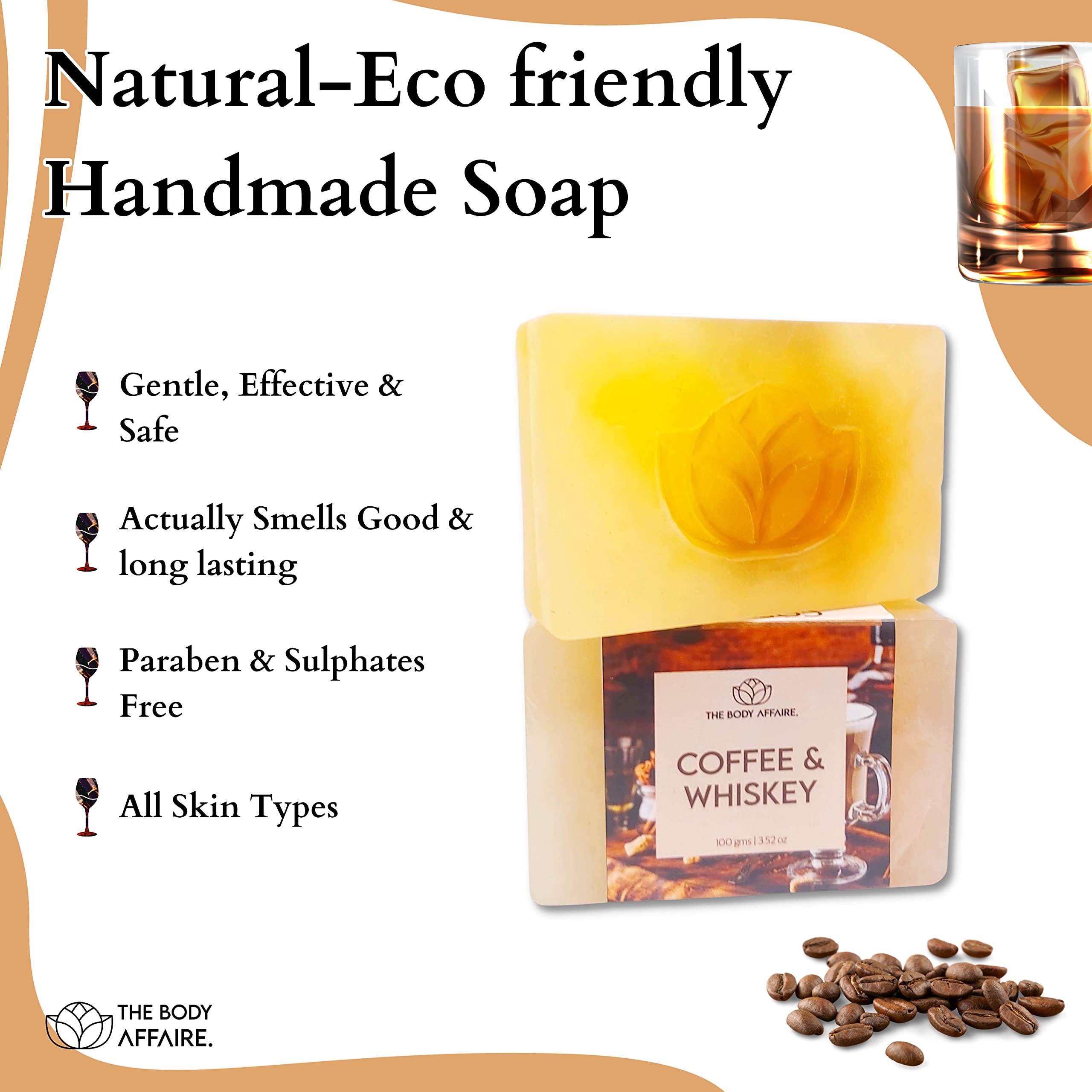 FORGANIK Handmade Coffee & Whiskey Scented Soap by The Body Affaire - 100g Natural Bar Soap for Men & Women - Perfect for Gifts, Relaxation & Aromatherapy
