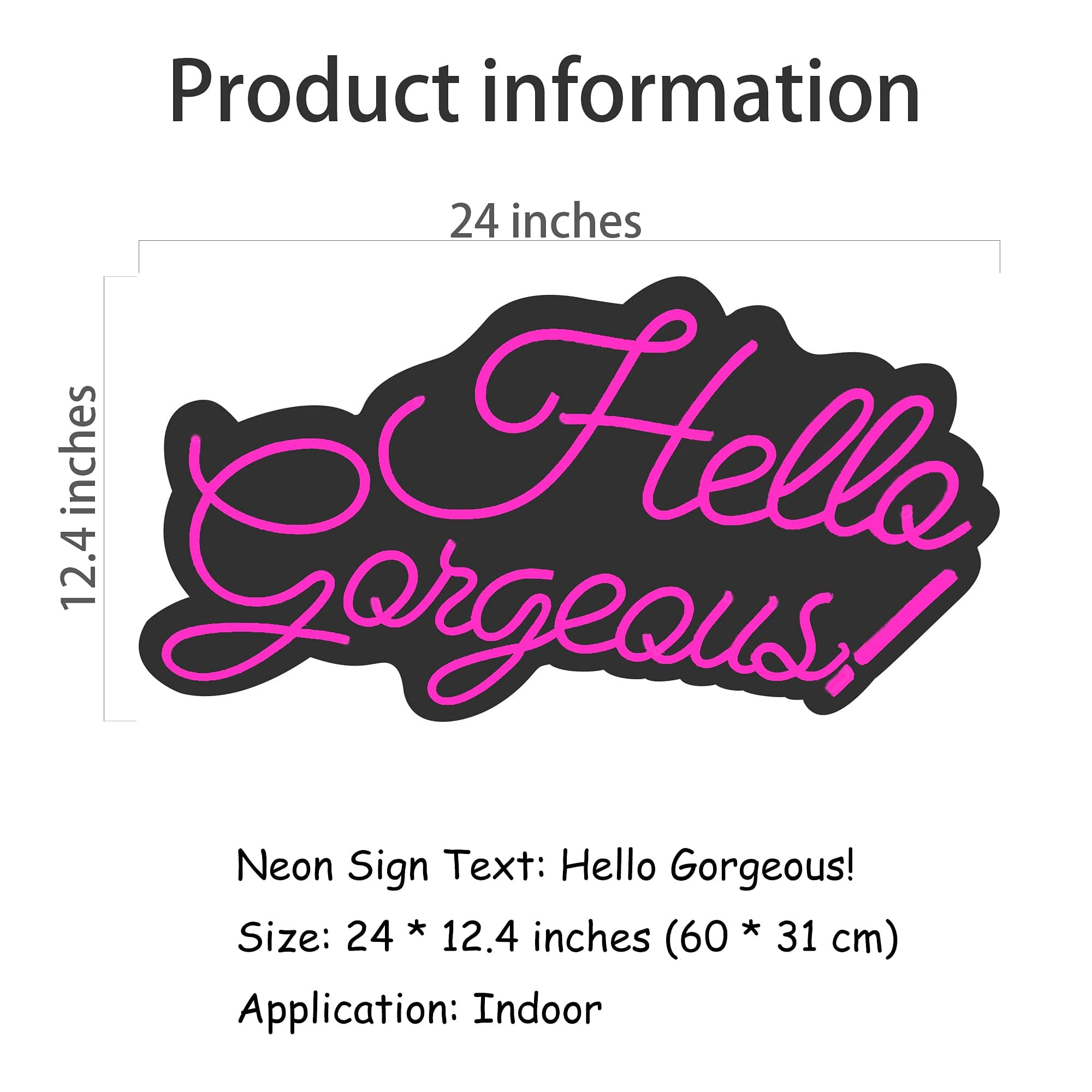 Hello Gorgeous Pink Neon Sign - 24