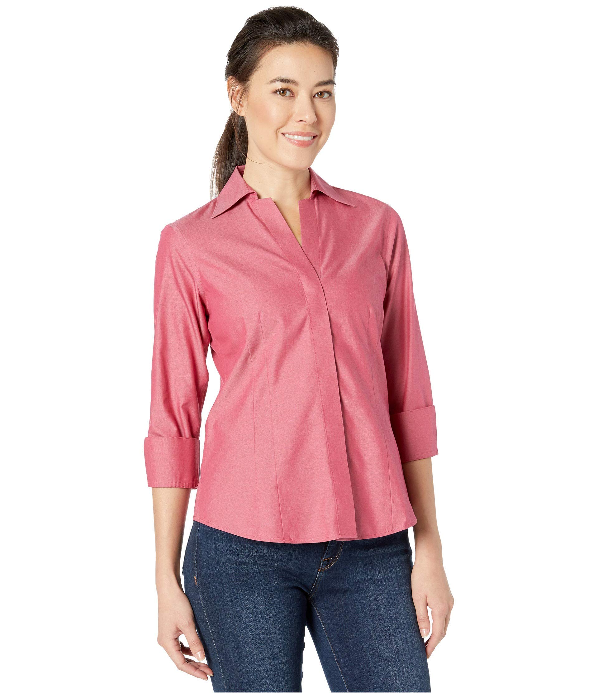 Foxcroft Women's Petite Taylor Essential Non-Iron Blouse - Wrinkle-Free Work Shirt for Office & Business Casual Wear
