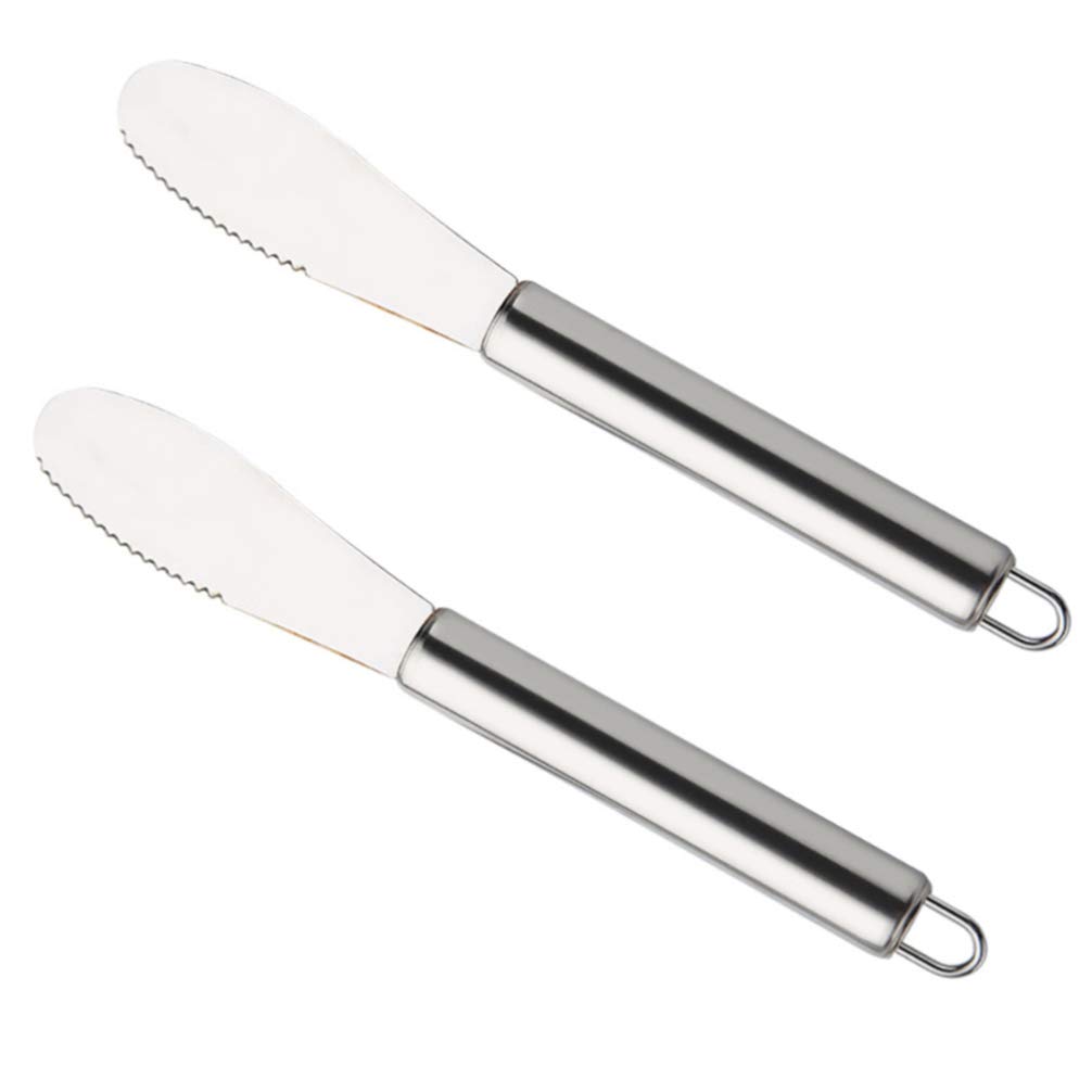Premium Stainless Steel Cake Spatula Set - 2Pcs Metal Frosting & Butter Spreader for Cake Decorating, Cupcake Icing, Sandwich Making - Includes Serrated Edge Spatula for Perfect Baking & Kitchen Use