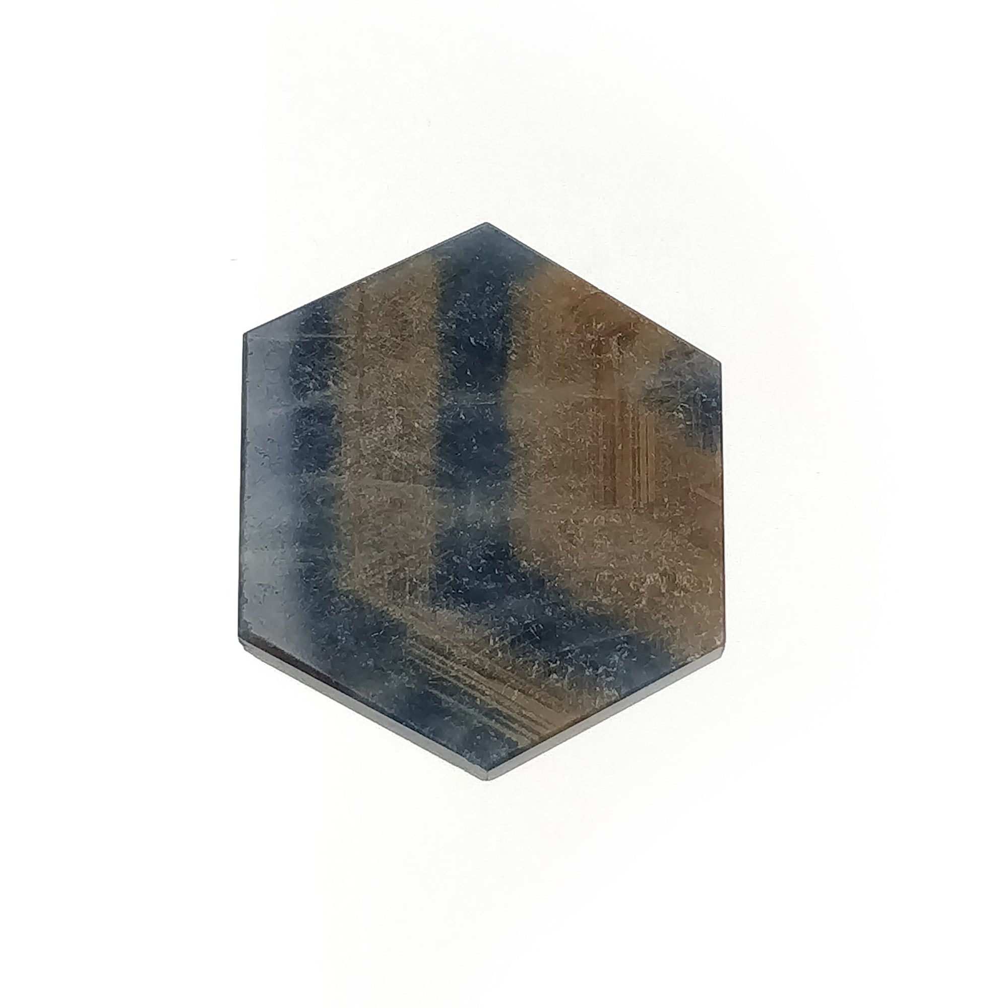 Natural Untreated Golden Brown Bi-Color Sapphire Hexagon Slice - 36.15cts, 26x31mm Flat Gemstone for Jewelry Making, Wire Wrapping & Mineral Collection (Ideal for Pendants, Earrings & DIY Craft Projects)