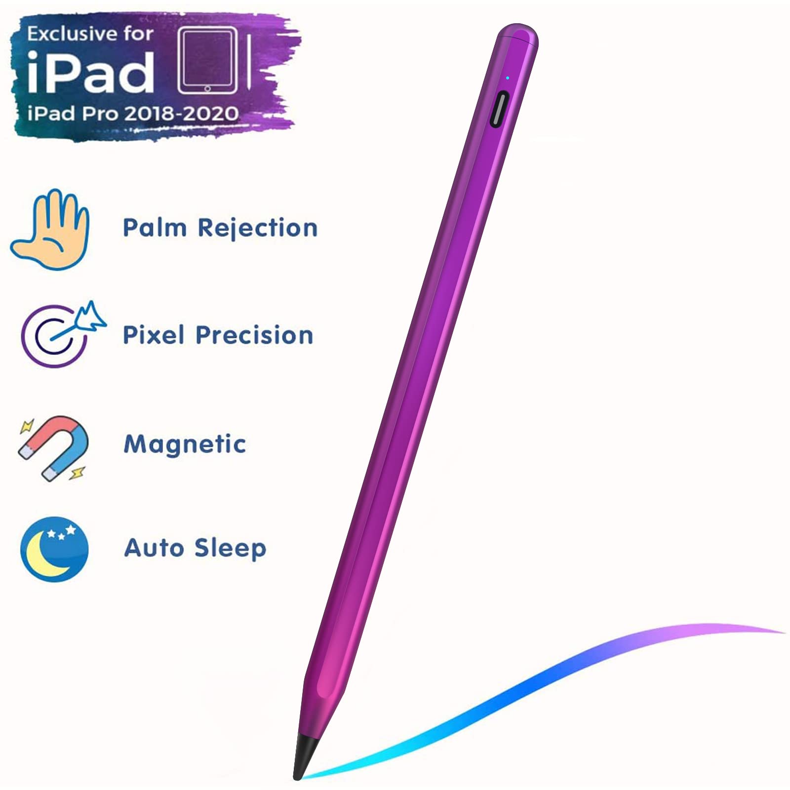 Premium Stylus Pen for iPad 10th & 9th Generation - Active Pencil with Palm Rejection Technology, Compatible with Apple iPad 2018-2023 Models (10/9/8/7/6th Gen, iPad Pro 12.9/11