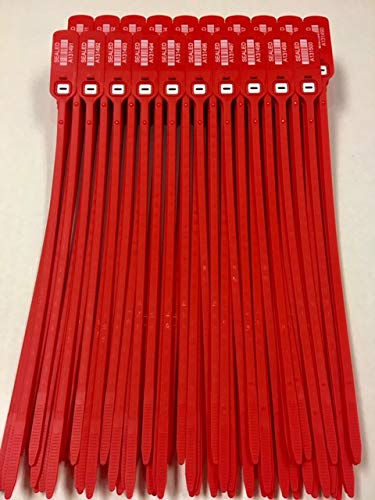 Heavy Duty Red Plastic Security Seals 16 Inch - Industrial Zip Ties with Progressive Numbering for Trucks, Trailers, Cargo Containers & Luggage (1000 Pack) - Perfect for Logistics, Shipping & Warehouse Security