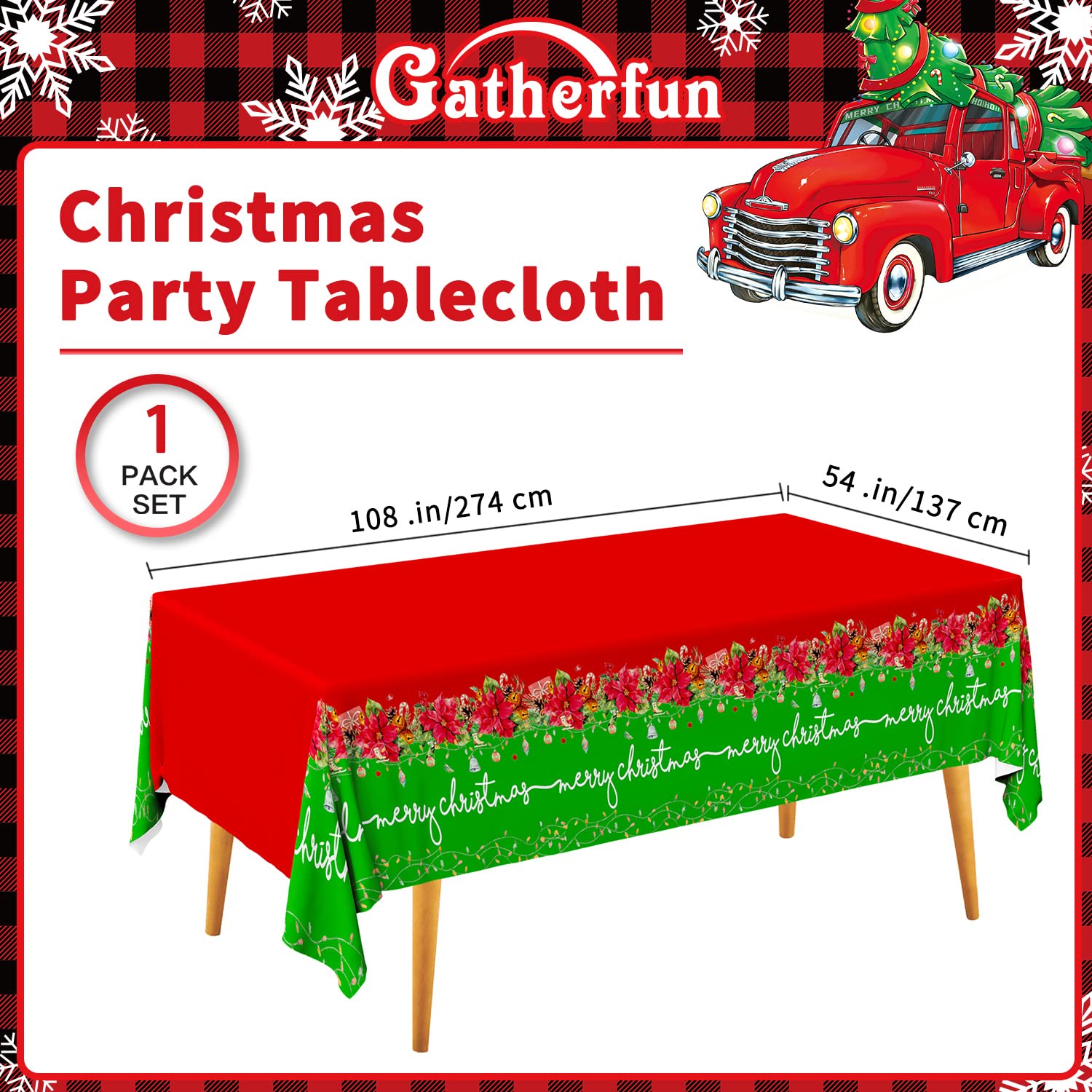 Disposable Christmas Party Supplies Set - 25-Piece Paper Plates, Napkins, Cups, Cutlery & Tablecloth for Holiday Decorations - Perfect for Christmas Dinner, Office Parties & Festive Gatherings