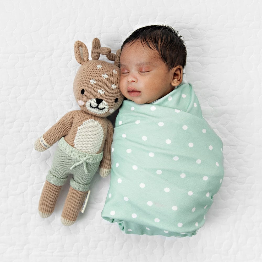 Cuddle+Kind Elliott the Fawn Plush Toy - Hand-Knit Organic Cotton Stuffed Animal for Kids & Babies | Perfect for Nursery Decor, Baby Shower Gifts & Cuddling Comfort
