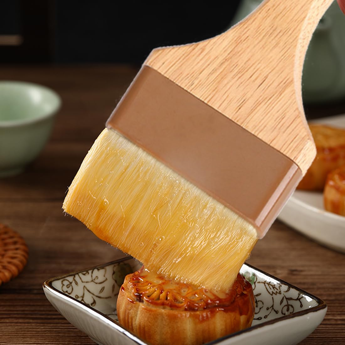 2 Pack Boar Bristle Pastry Brushes - 3 Inch Wide Beechwood Handle Basting Brush for BBQ, Grilling, Baking - Perfect for Spreading Butter, Oil & Marinades on Meats, Breads & Pastries - Ideal for Kitchen, Outdoor Cooking & Professional Baking