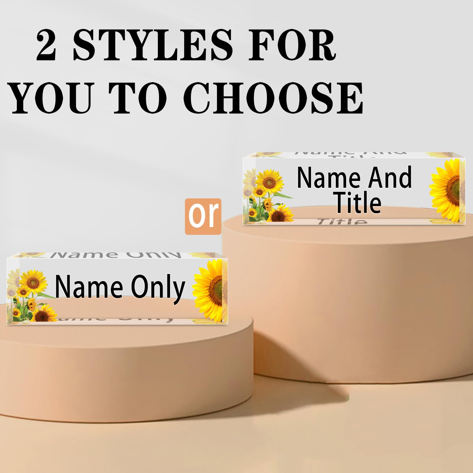 Custom Acrylic Desk Name Plate - Personalized Office Sign for Employee Appreciation Gifts, Funny Desk Decor for Boss, Nurse, Teacher - Perfect for Workplace, Home Office & Professional Settings (Flower A6 Design)