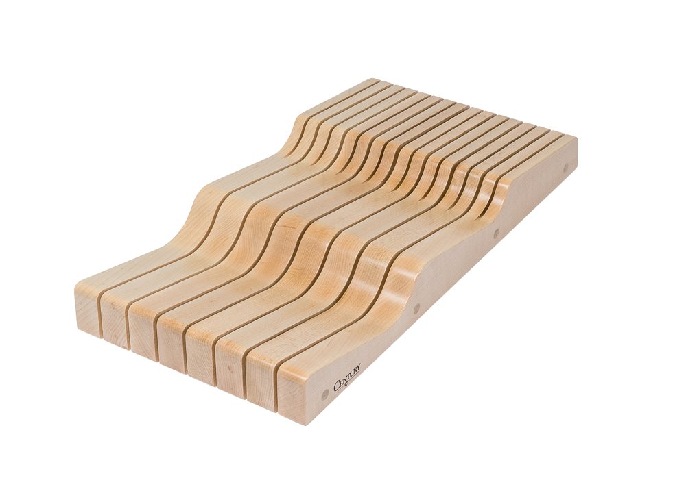Premium Wave Knife Block Drawer Insert - Organizes 15 Kitchen Knives Safely | Perfect for Small Kitchens & Countertop Storage | Ideal for Chefs & Home Cooks