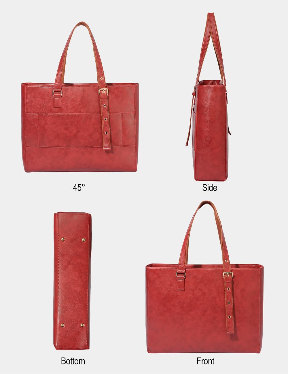 Red 15.6 Inch Laptop Tote Bag for Women - Stylish Work & Travel Computer Bag for Office, Commute, and Daily Use