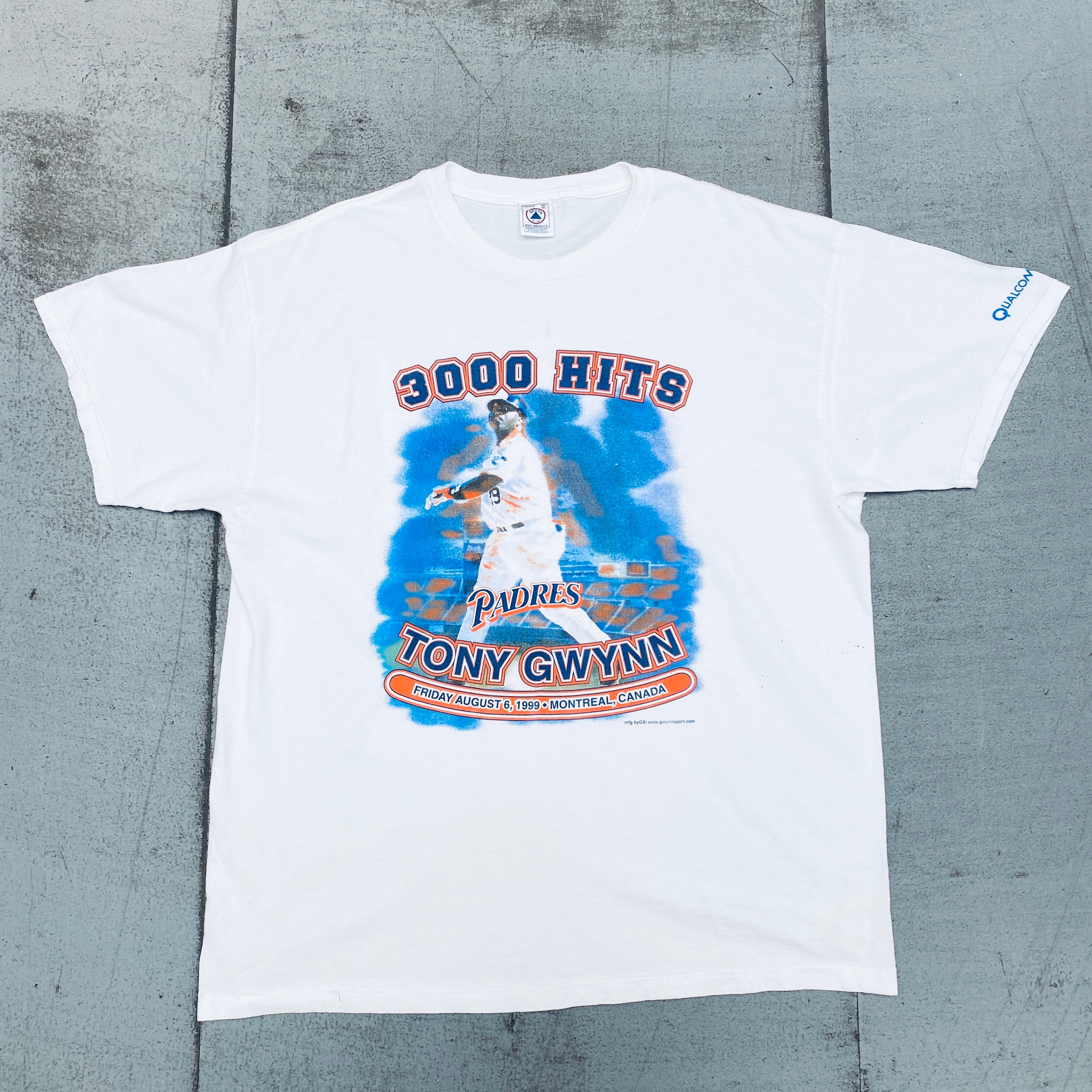 1999 Tony Gwynn 3000 Hits San Diego Padres Commemorative T-Shirt - XL | Vintage Baseball Fan Gift & Collectible Memorabilia - Perfect for Game Day, Sports Bars & Padres Fan Collections
