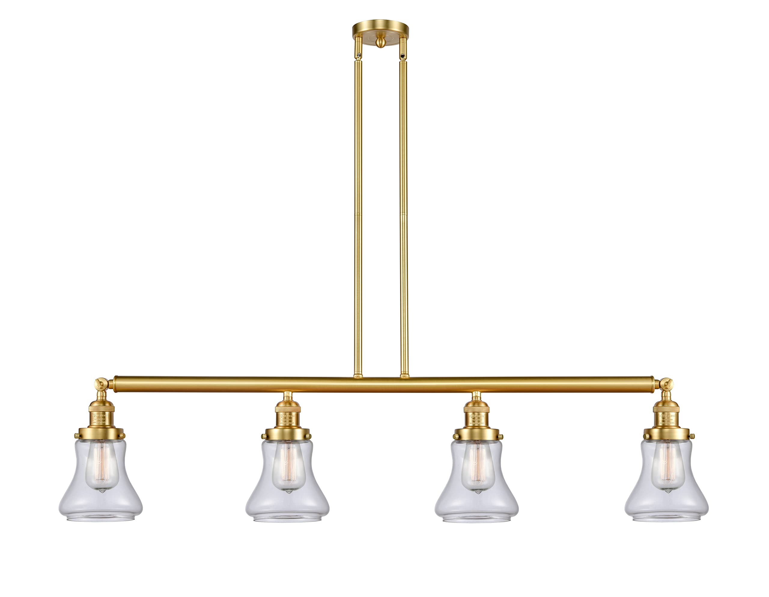 Bellmont 4-Light Modern Island Pendant Lighting Fixture for Kitchen Dining Room - Brushed Nickel Finish with Clear Glass Shades (214-SG-G192) | Perfect for Kitchen Islands, Breakfast Bars and Open Concept Dining Areas