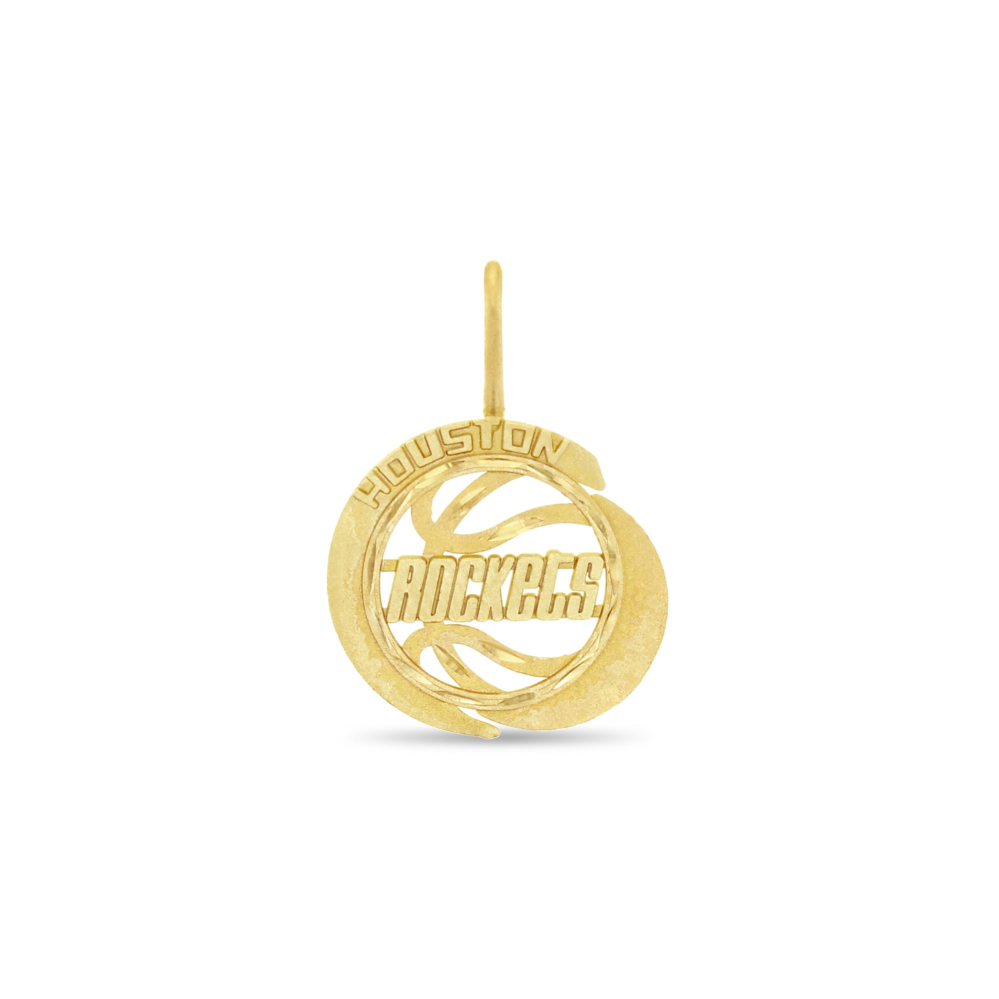Vintage Houston Rockets Logo Charm Pendant - Matte Finish & Diamond Cut Details - Perfect for NBA Fans Jewelry Collection & Sports Gifts