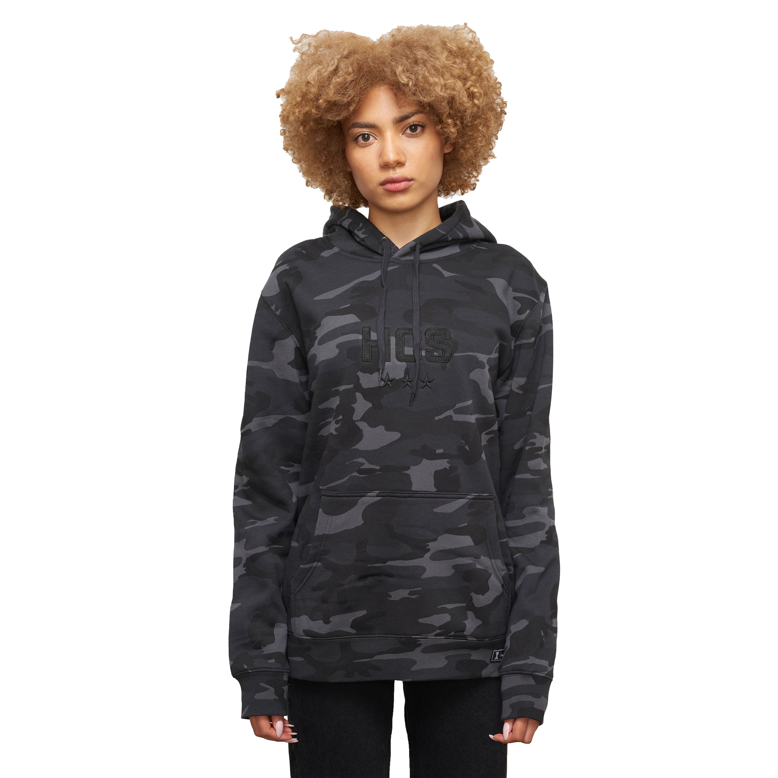 HCS 3 Star Black Camo Hoodie for Men - Military Style Pullover Sweatshirt - Perfect for Outdoor Activities, Hunting, and Streetwear Fashion