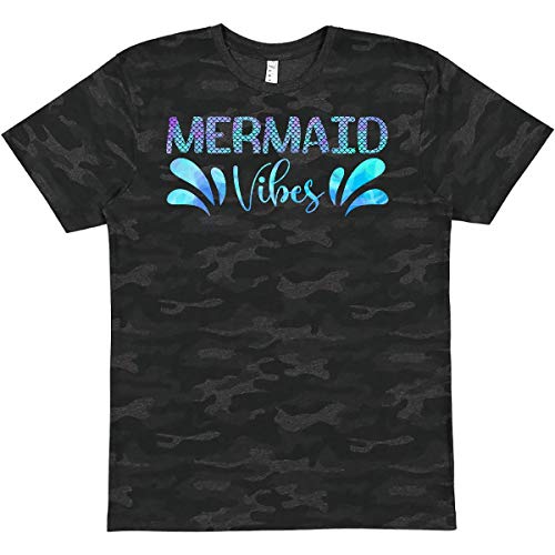 Inktastic Mermaid Vibes Text in Blues T-Shirt | Women's Graphic Tee | Soft Cotton Casual Shirt | Perfect for Beach Days & Summer Outfits