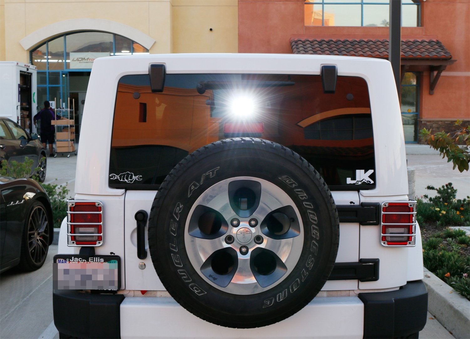 36W LED Pod Light with Above 3rd Brake Light Bracket & Wiring Harness - Compatible with 2007-2017 Jeep Wrangler JK - Perfect for Off-Roading, Night Driving & Emergency Lighting