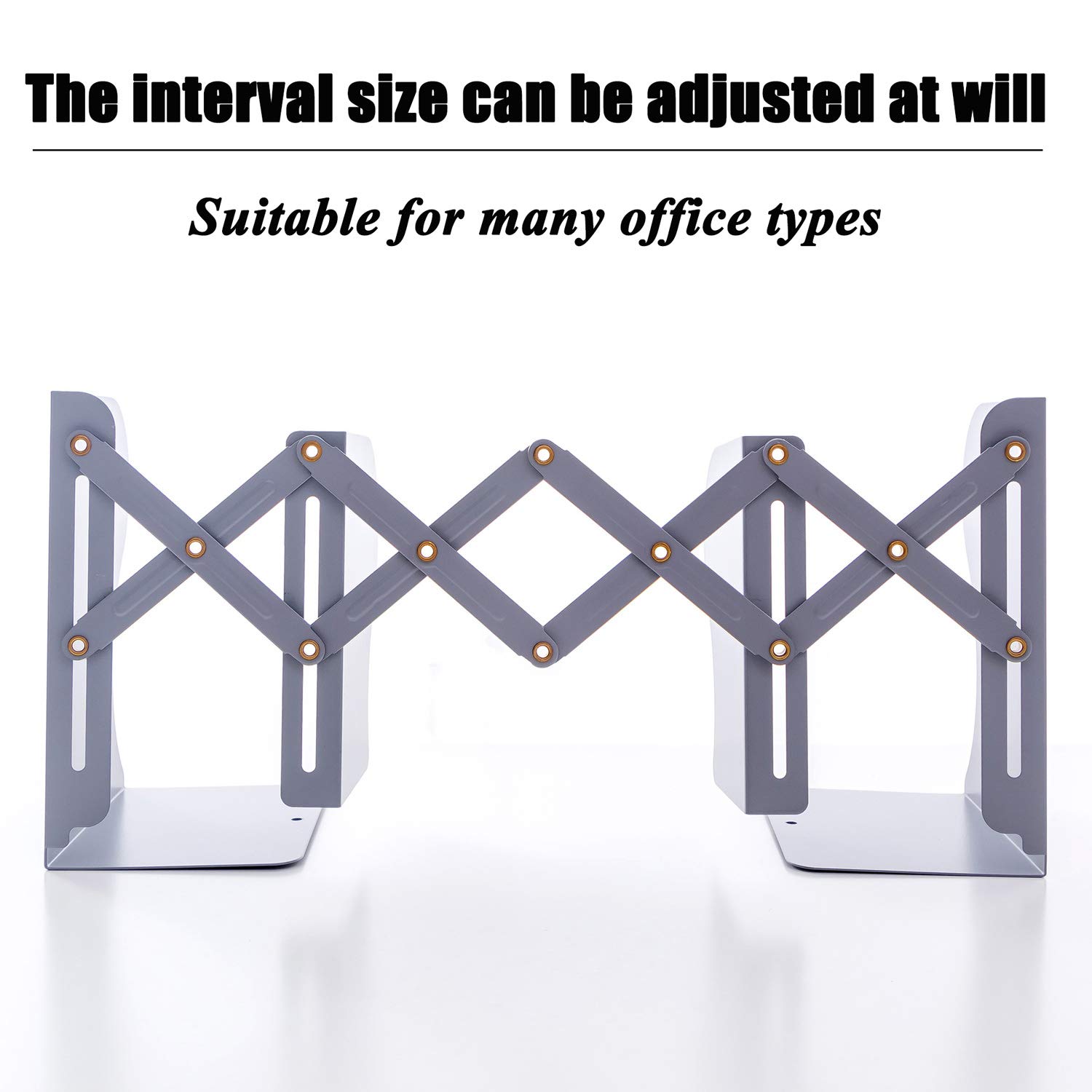 Adjustable Bookends for Desk - Large Capacity Retractable Book Holder for Books, Magazines, Files - Office, School, Library, Bedroom Organizer (Blue) - Perfect for Home Office, Study Room & Bookshelf Organization