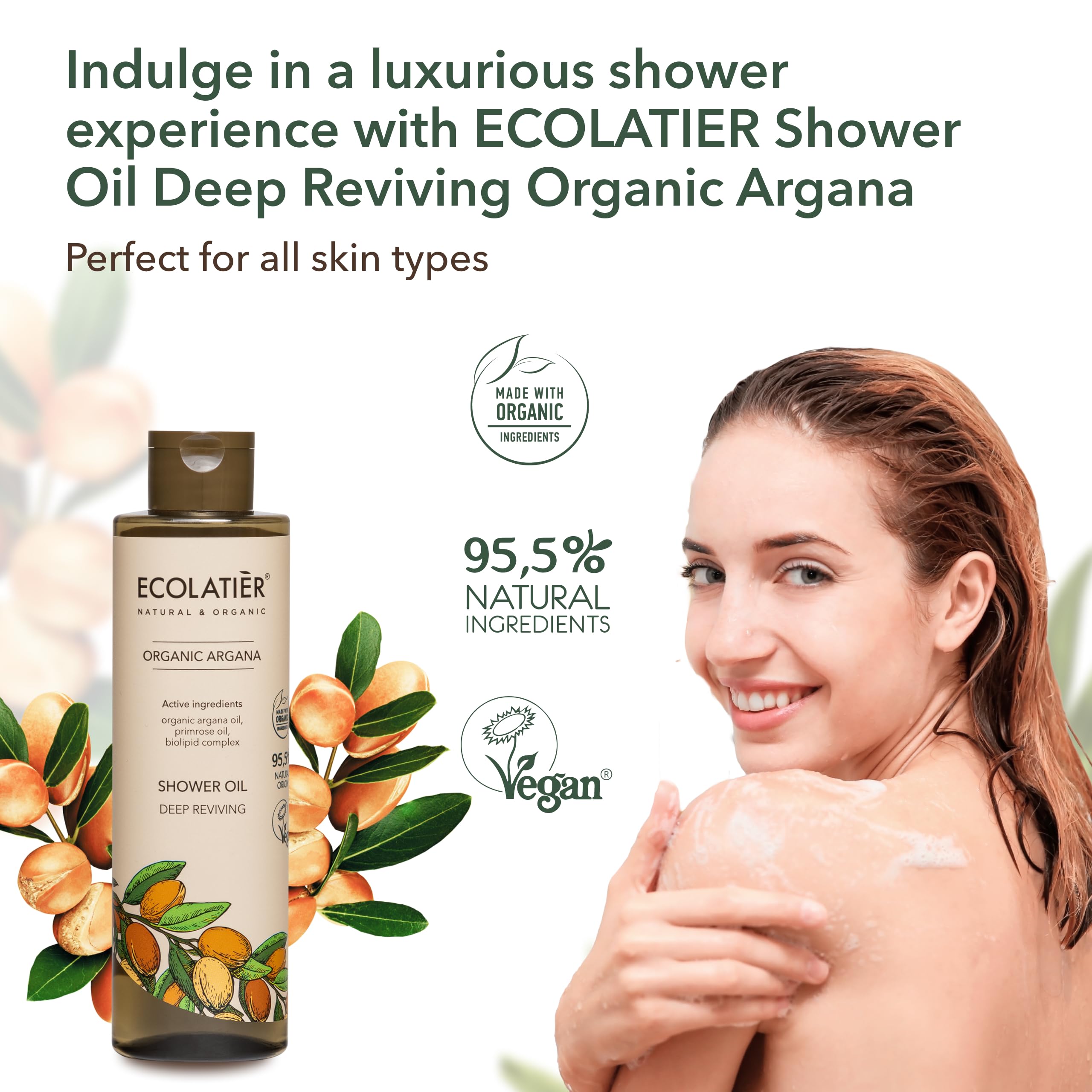 Pure Organic Argan Oil Body Care Set - Deep Hydrating Shower Oil, Exfoliating Body Scrub & Nourishing Body Butter for Silky Smooth Skin | Perfect for Dry Skin Treatment, Spa Day at Home & Luxury Gift