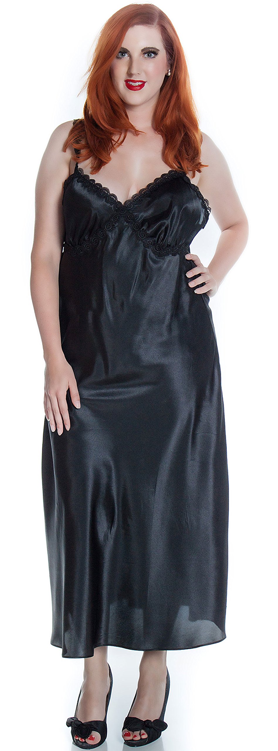 Elegant Women's Silky Nightgown with Venice Lace & Long Robe Set - Soft Sleepwear for Comfortable Nights - Perfect for Bedtime, Lounging, and Romantic Occasions