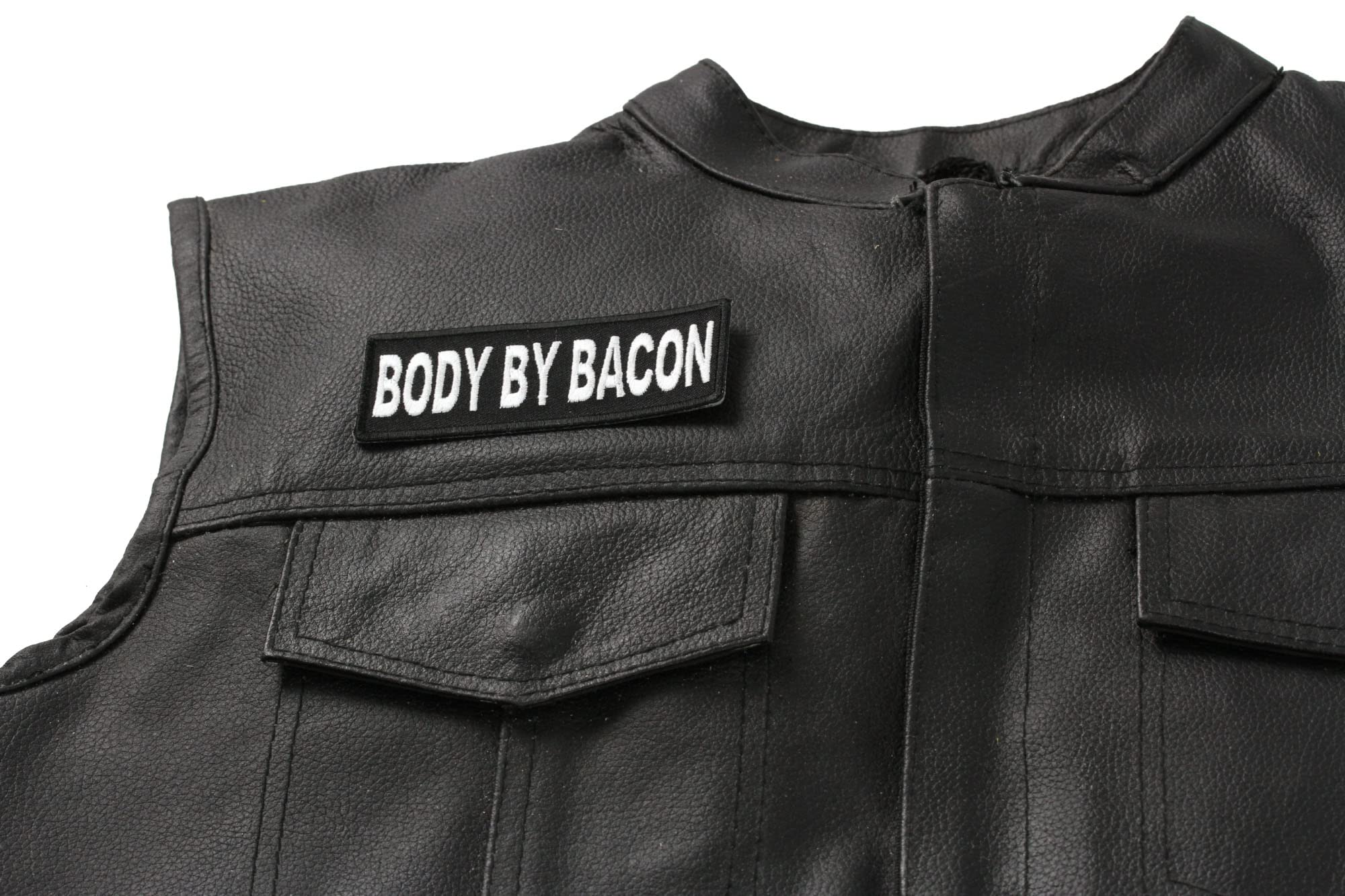 Body by Bacon Patch - Funny Iron-On Applique for DIY Clothing & Accessories - Perfect for T-Shirts, Hats, Bags & Gifts