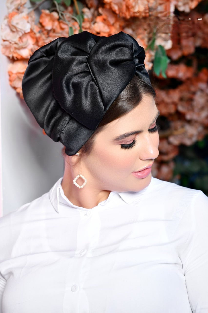 Silk Black Turban Head Wrap for Women - Elegant & Comfortable Hair Cover for Fashion, Yoga, and Everyday Wear