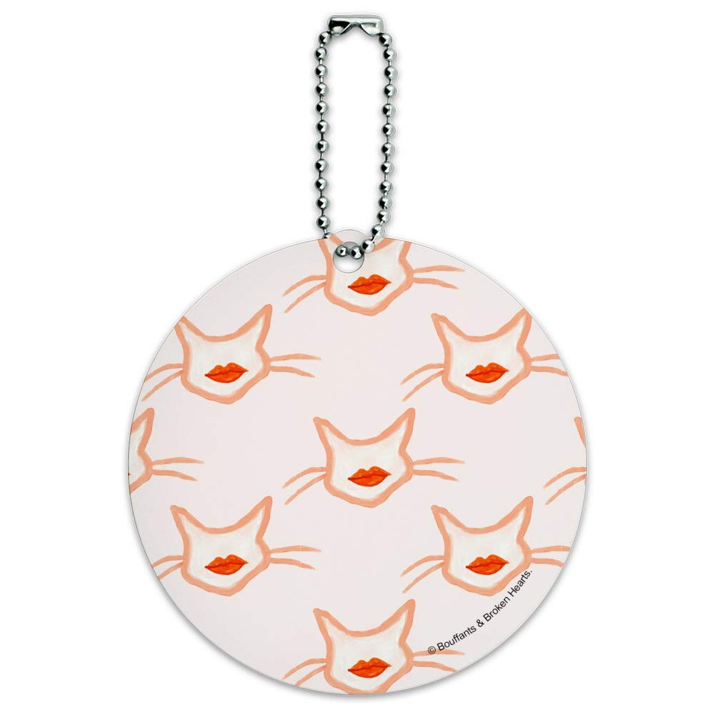Funny Smooching Kissing Cats Pattern Round Luggage ID Tag - Durable Suitcase & Carry-On Baggage Identifier - Perfect for Travel Accessories & Pet Lover Gifts