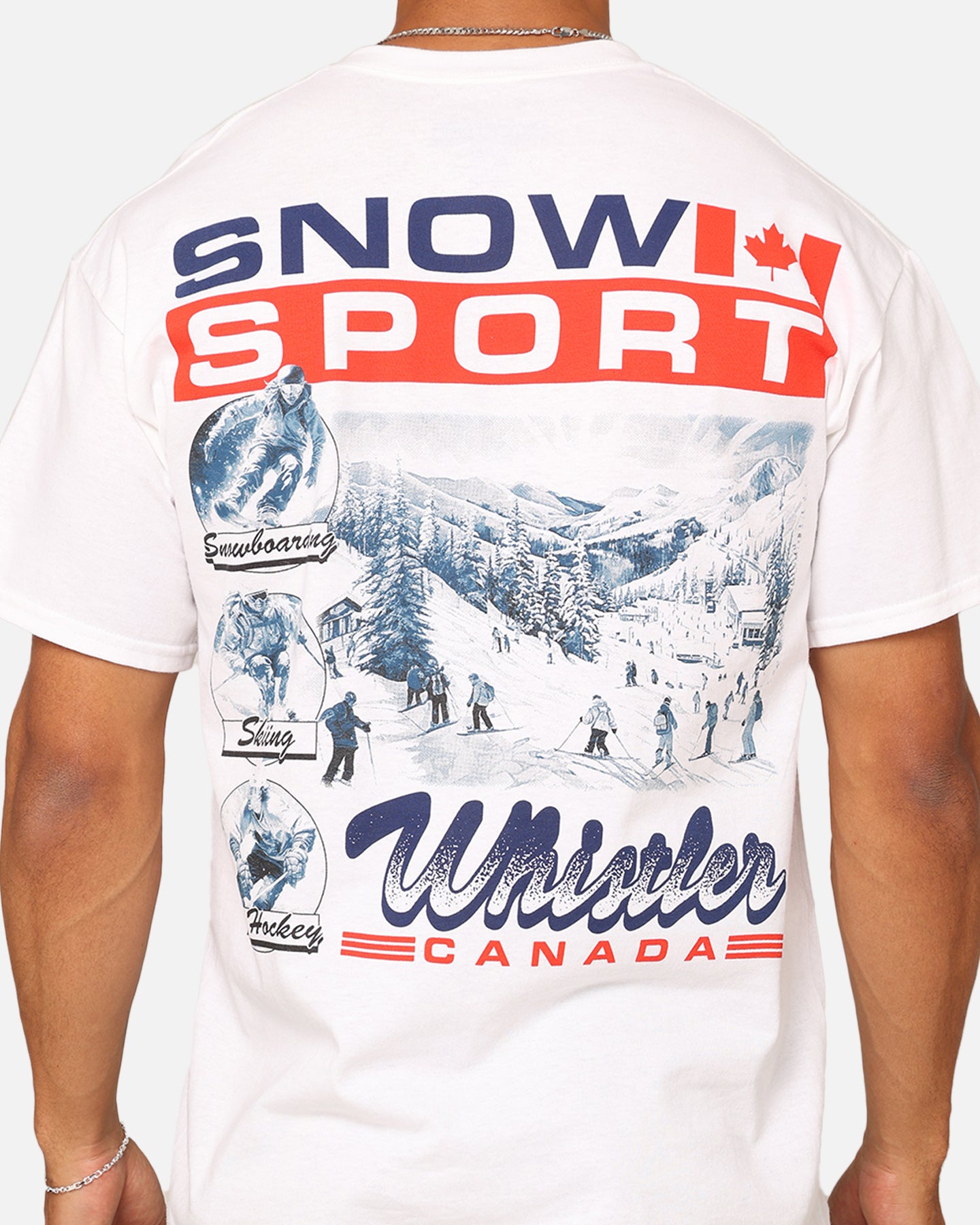 American Thrift Snow Sport T-Shirt - White - Comfortable & Stylish Winter Tee for Skiing, Snowboarding & Outdoor Activities