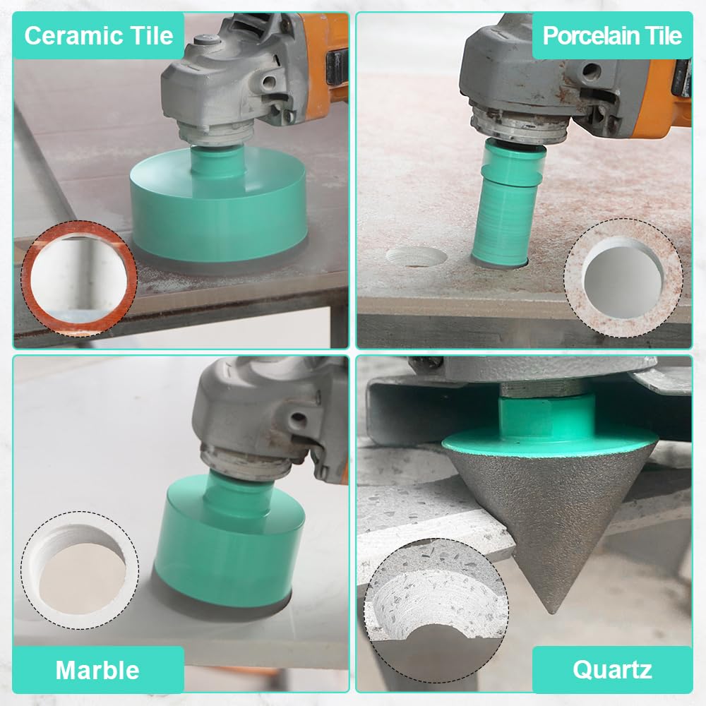 Premium Diamond Core Drill Bits Kit - 8pcs (20/25/35/50/75/100mm + 50mm Beveling Chamfer Bit + SDS Shank Adapter) for Porcelain Tile, Ceramic, Granite, Marble & Masonry Stone - Professional Hole Saw Kit for Bathroom Renovation, Kitchen Backsplash & Stone Countertop Installation
