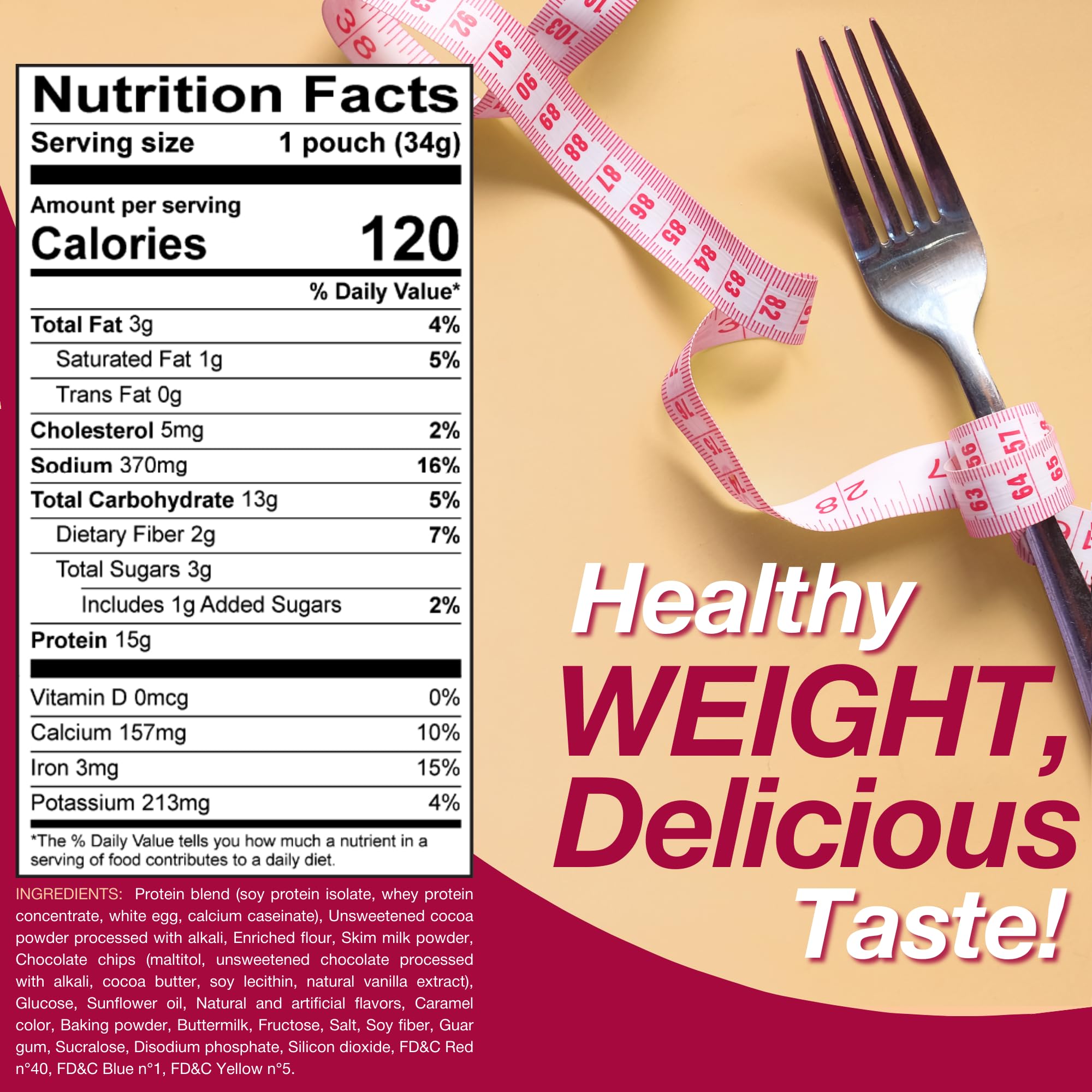 ProtiDIET Protein Chocolate Fudge Cake Mix - 15g High Protein, Low Fat Healthy Snack for Adults - Quick & Easy to Prepare - 7 Single-Serve Packets - Perfect for Post-Workout, Weight Loss & On-the-Go Nutrition