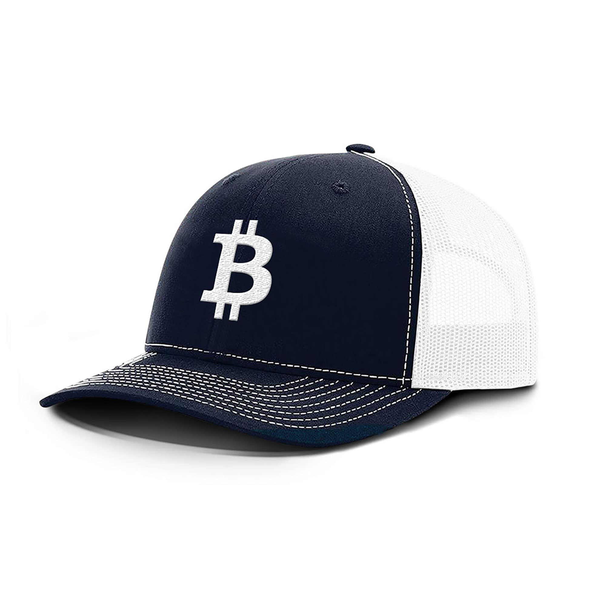 Bitcoin Logo Baseball Cap for Men - Breathable Mesh Back Adjustable Snapback Hat - Casual Wear & Cryptocurrency Enthusiast Gear - Perfect for Outdoor Activities, Sports & Daily Fashion