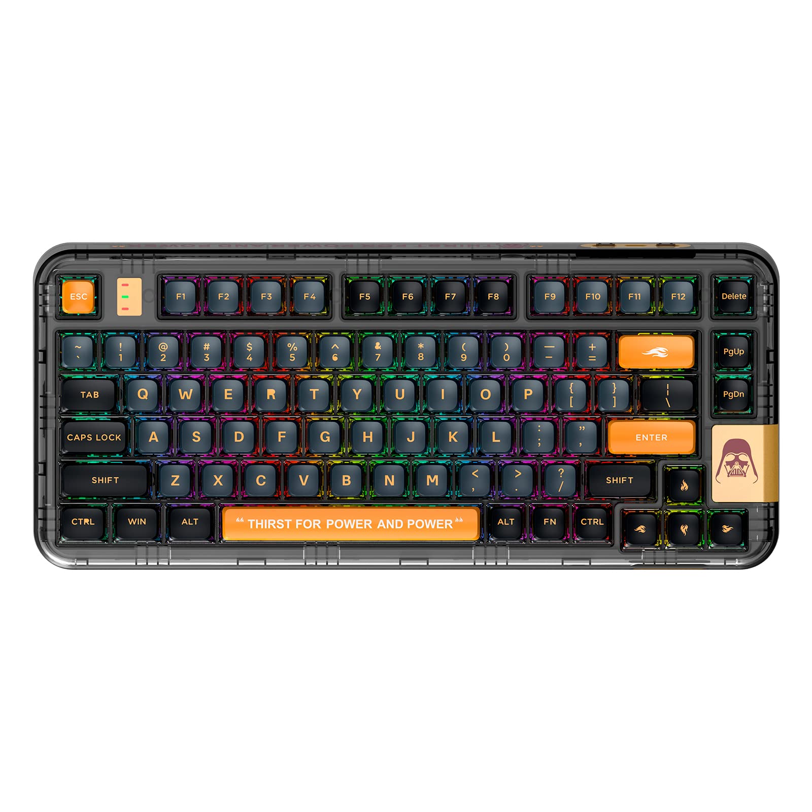 YUNZII Coolkiller CK75 Wireless Mechanical Keyboard with Hot Swappable Glory Switches - Transparent Acrylic Gasket Mount Design for Windows & Mac (Black Knight) - Perfect for Gaming, Office Work, and Programming