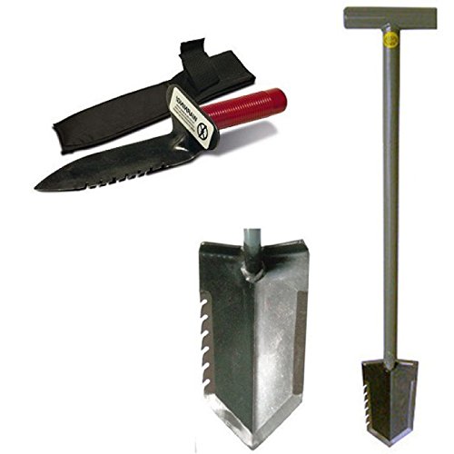 Lesche T-Handle Serrated Digging Shovel - Left Side Serrated Edge for Gardening, Metal Detecting & Outdoor Activities - Perfect for Digging, Planting & Treasure Hunting