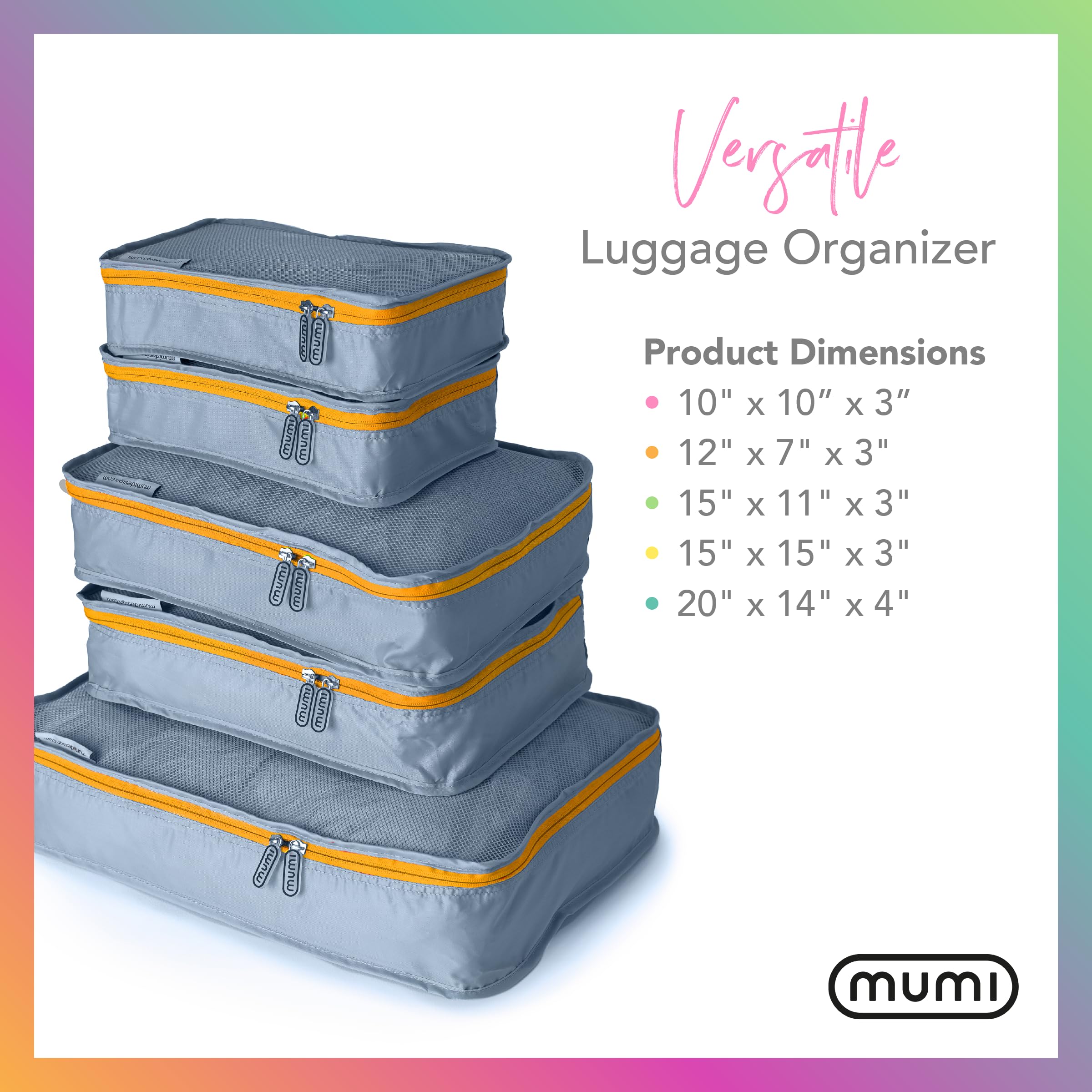 Premium Mumi Packing Cubes for Travel - 4-Piece Set with Mesh Panels, Lightweight & Durable Luggage Organizers - Perfect for Suitcase, Backpack, and Carry-On Organization