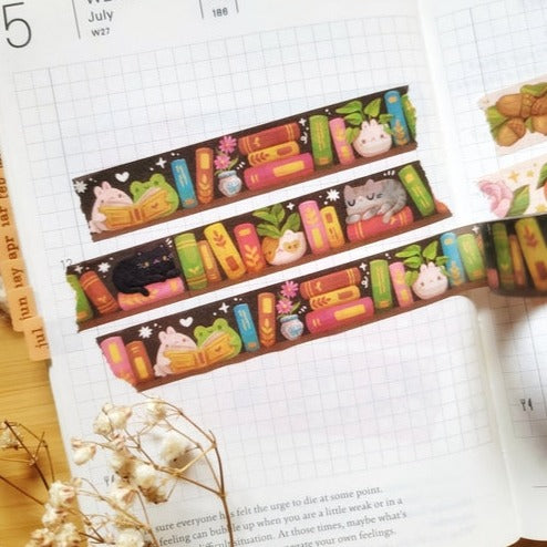 Books and Cleverness Washi Tape - Decorative Japanese Paper Tape for Scrapbooking, Journaling, Planner Stickers, DIY Crafts & Gift Wrapping