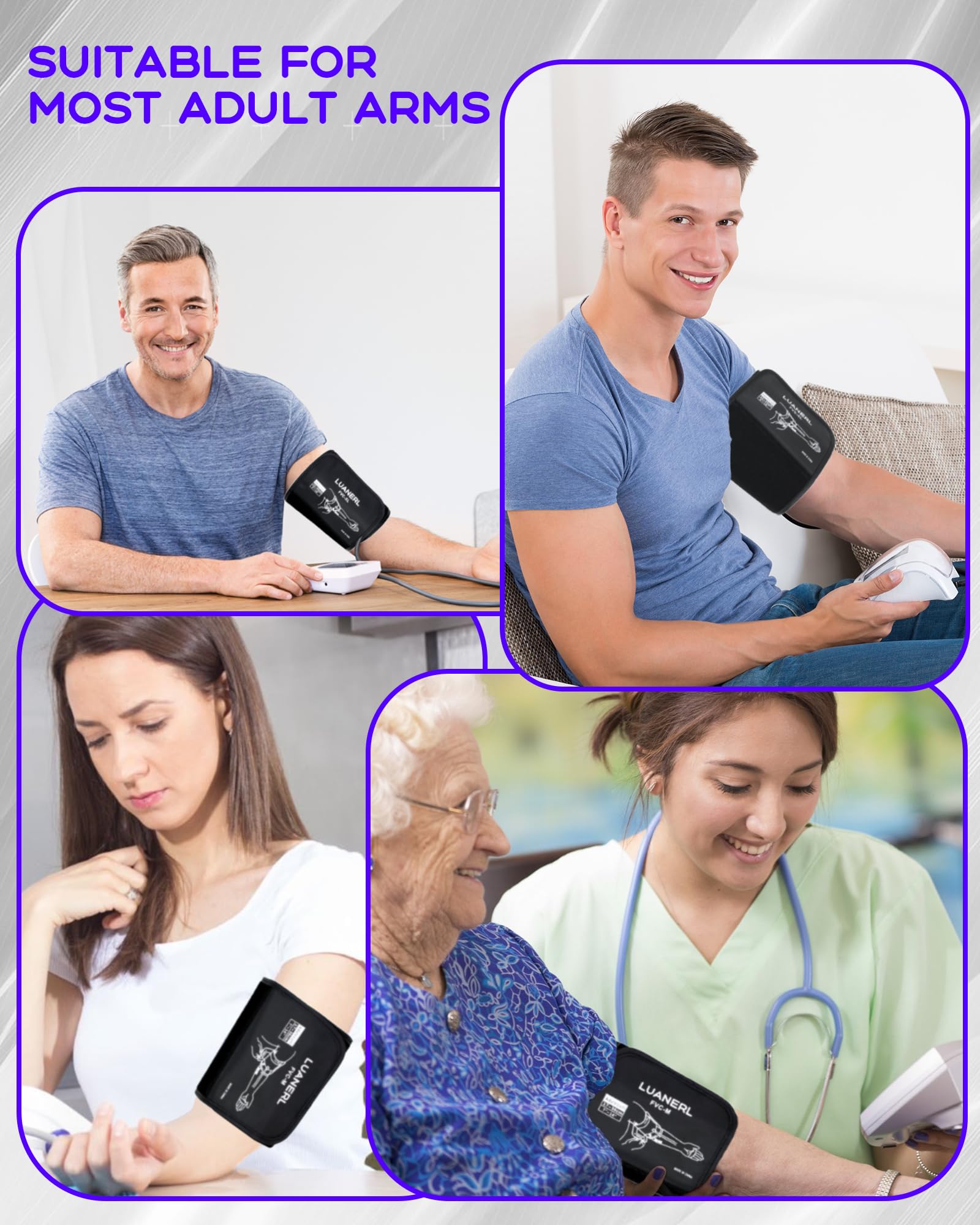 Medium Easy Wrap Blood Pressure Cuff for Thin & Small Arms (7”-14”/17-36cm) - Compatible with Omron M Adult BP Monitors - Replacement Cuff for Home Use & Clinical Settings - LUANERL