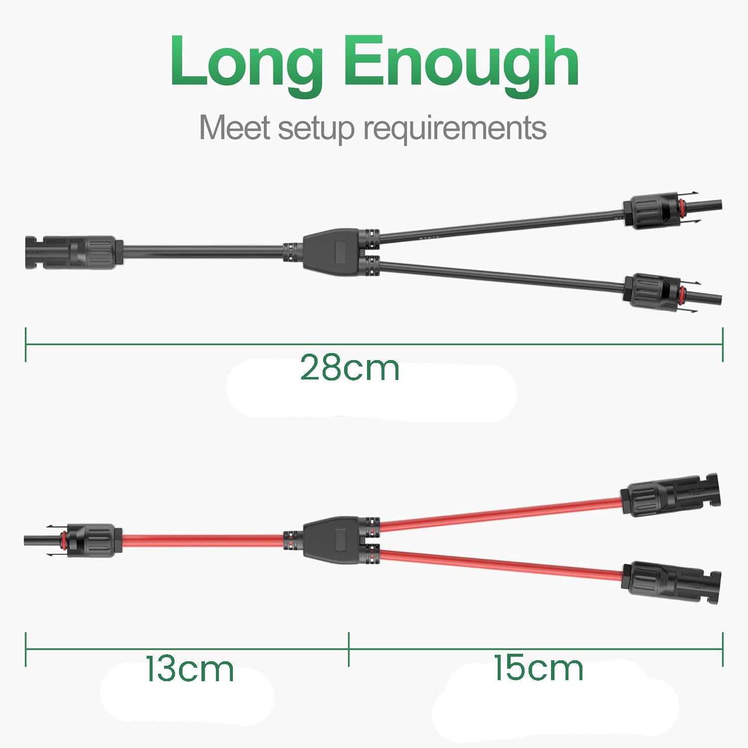 1 Pair Solar Y Branch Parallel Adapter Cable - MC4 Connector for Solar Panels - Weatherproof Solar Panel Extension Wire for RV, Boat & Off-Grid Systems