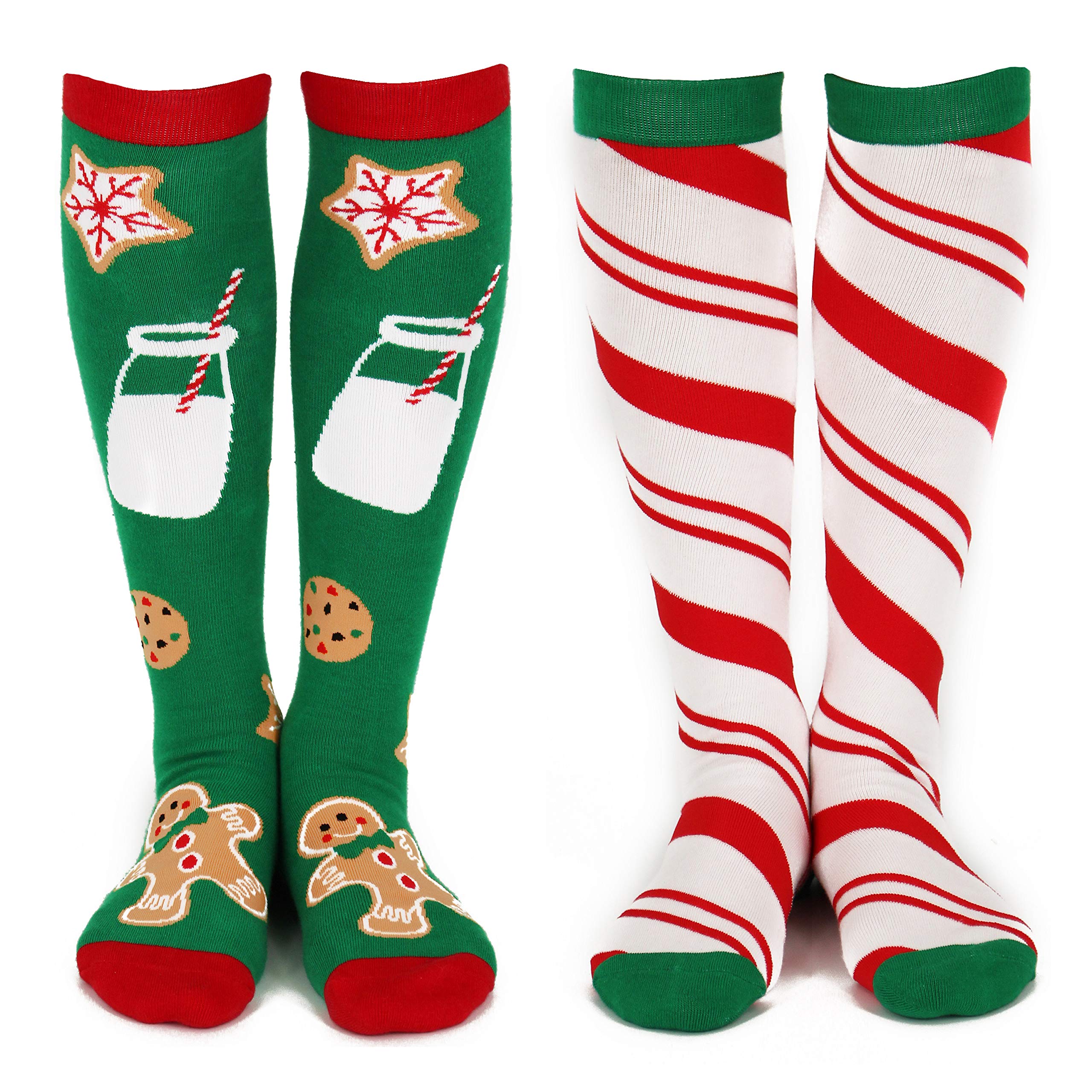 Festive Knee High Christmas Socks for Women - 2 Pack Funny Holiday Novelty Stockings | Perfect for Xmas Parties, Gifts & Winter Cozy Outfits