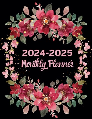 2024-2025 Two Year Monthly Planner with Holidays & Inspirational Quotes | January 2024 - December 2025 | Floral Design Large Print 8.5x11 | Perfect for Work, School & Personal Organization | Gift Idea for Students & Professionals