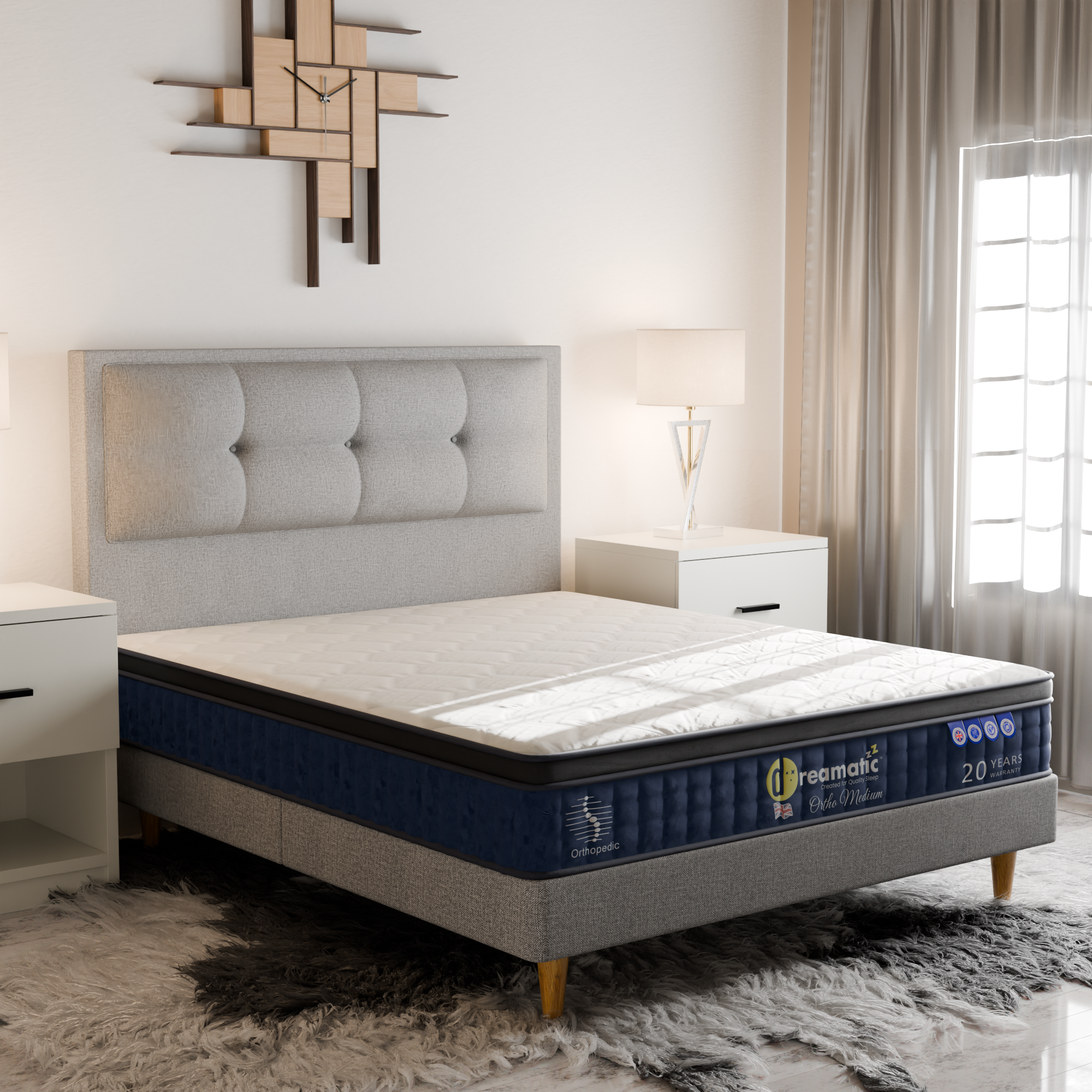 Dreamatic Ortho Medium Pocketed Spring Mattress - Queen & King Size for Back Pain Relief | Supportive Bed for Side, Back & Stomach Sleepers | Perfect for Master Bedroom, Guest Room & Apartment